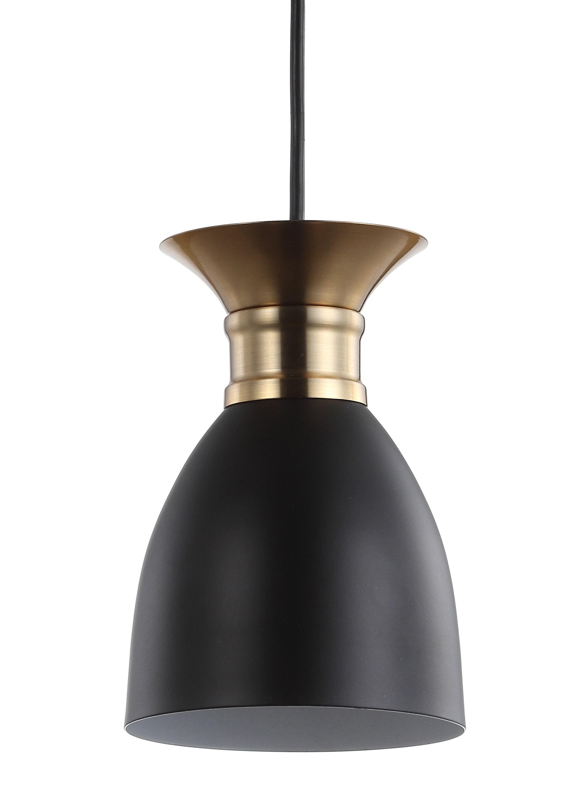 Edison 5.75 in. 1-Light Black/Brass Gold Metal LED Pendant