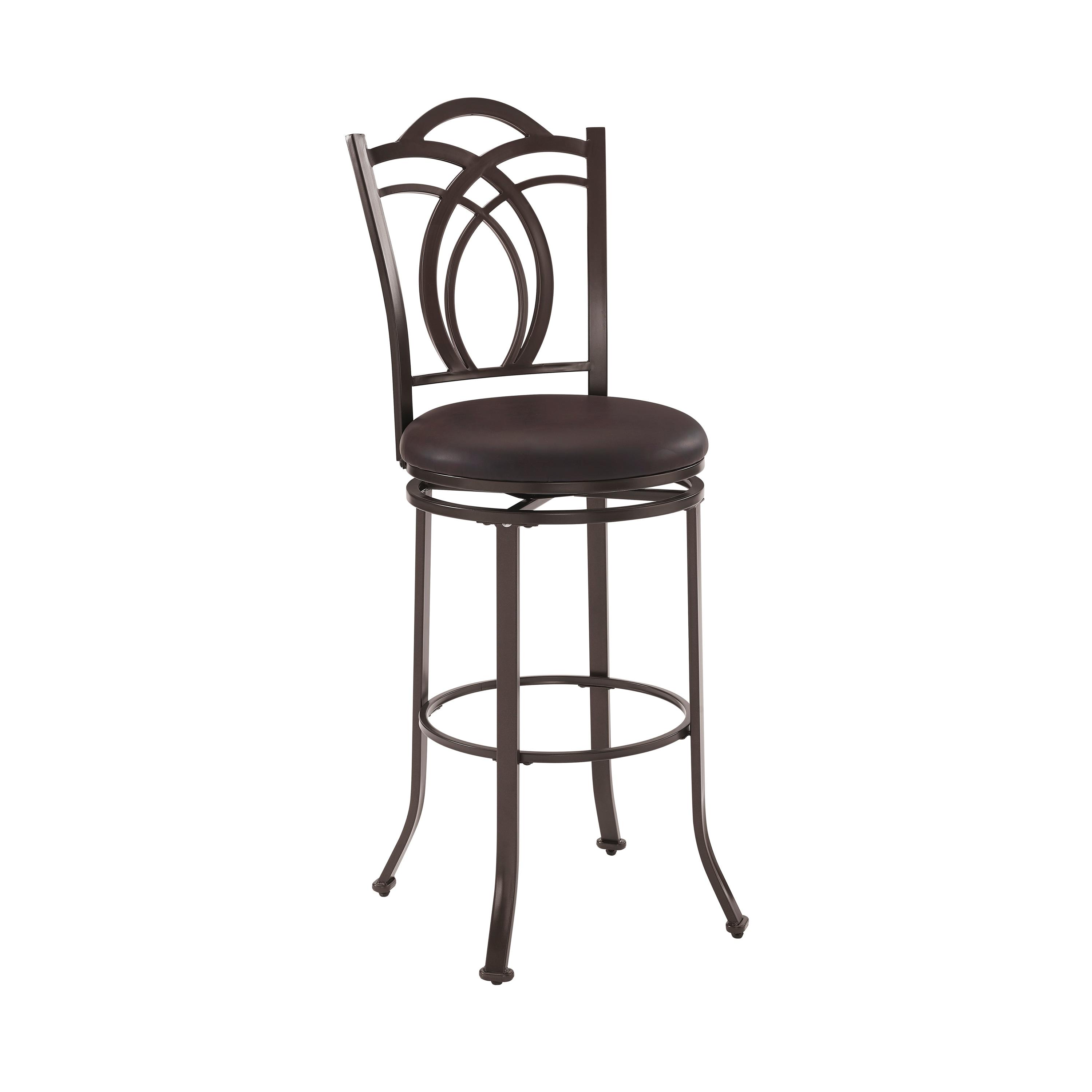 Calif 30" Swivel Metal Bar Stool in Coffee Brown with Leather Seat