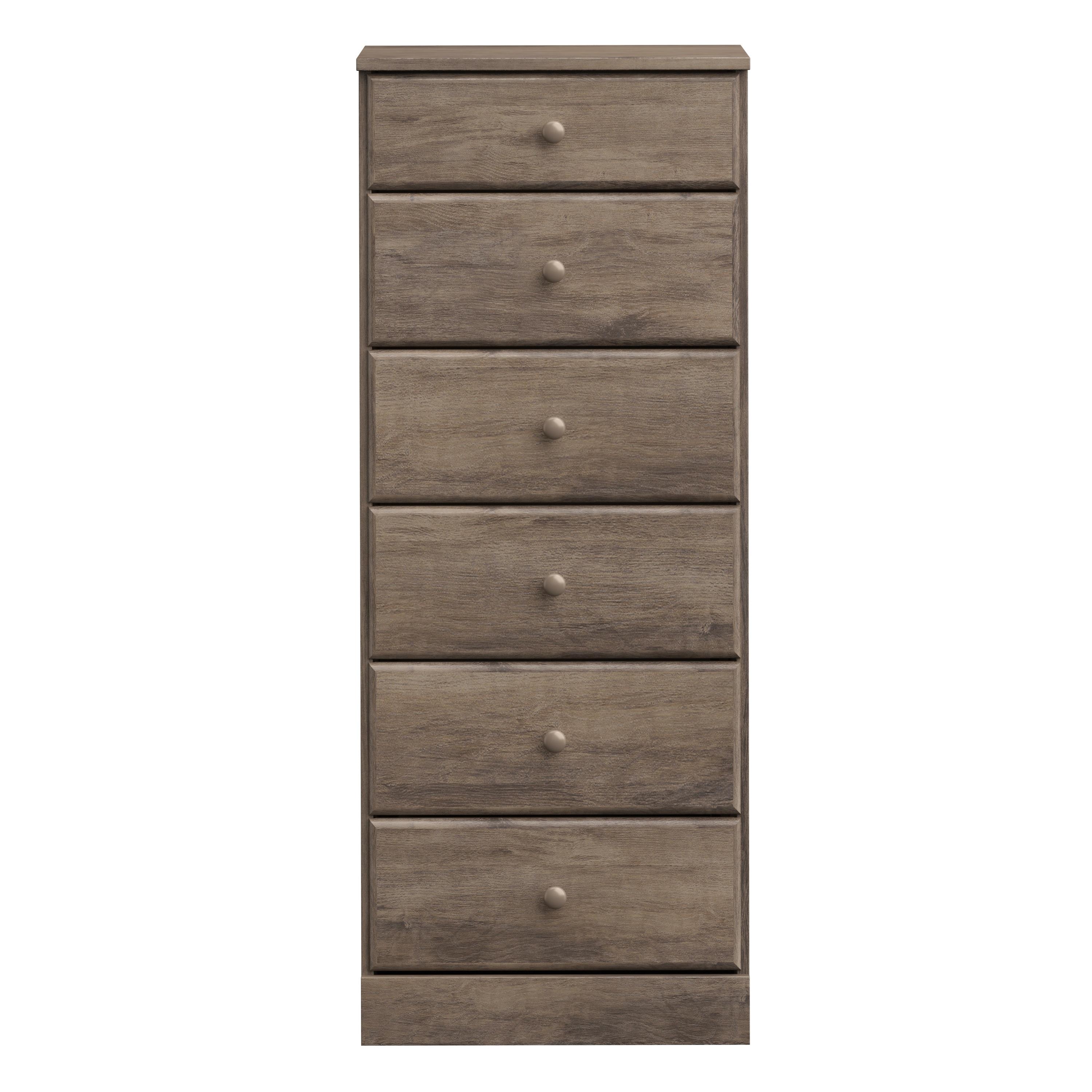 Astrid 6 Drawer Tall Chest Drifted Gray - Prepac: Space-Saving Storage for Small Rooms