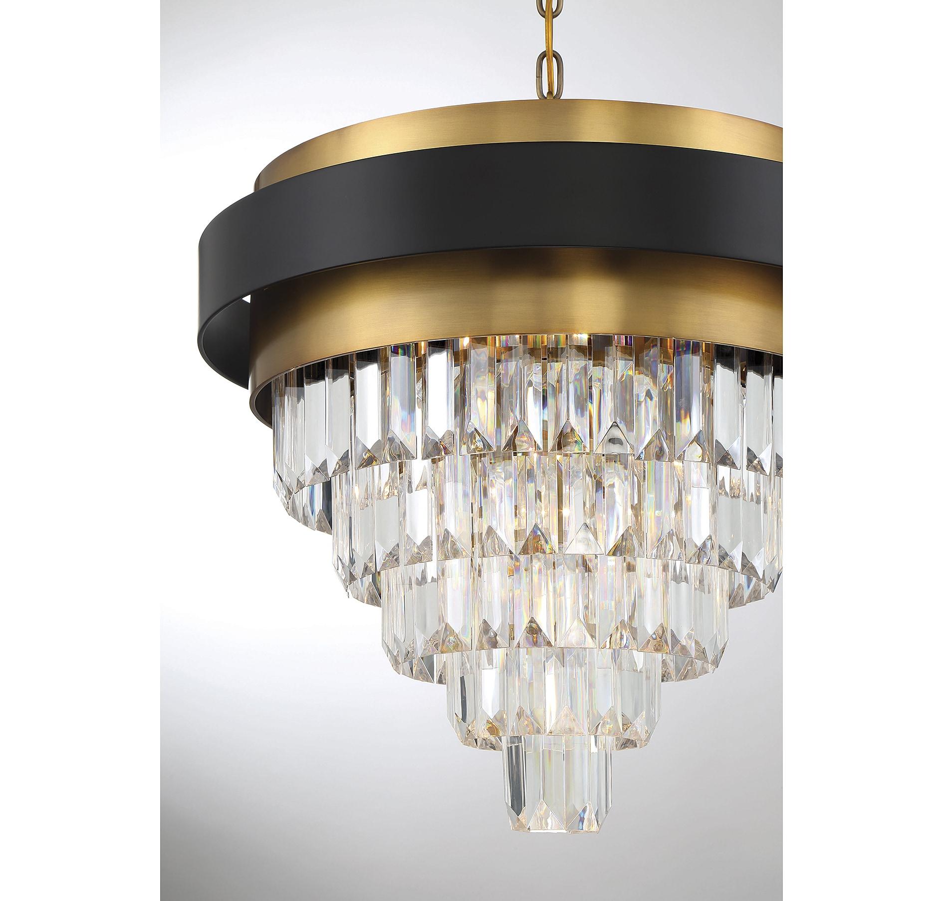 Marquise 4-Light Chandelier in Matte Black with Warm Brass Accents