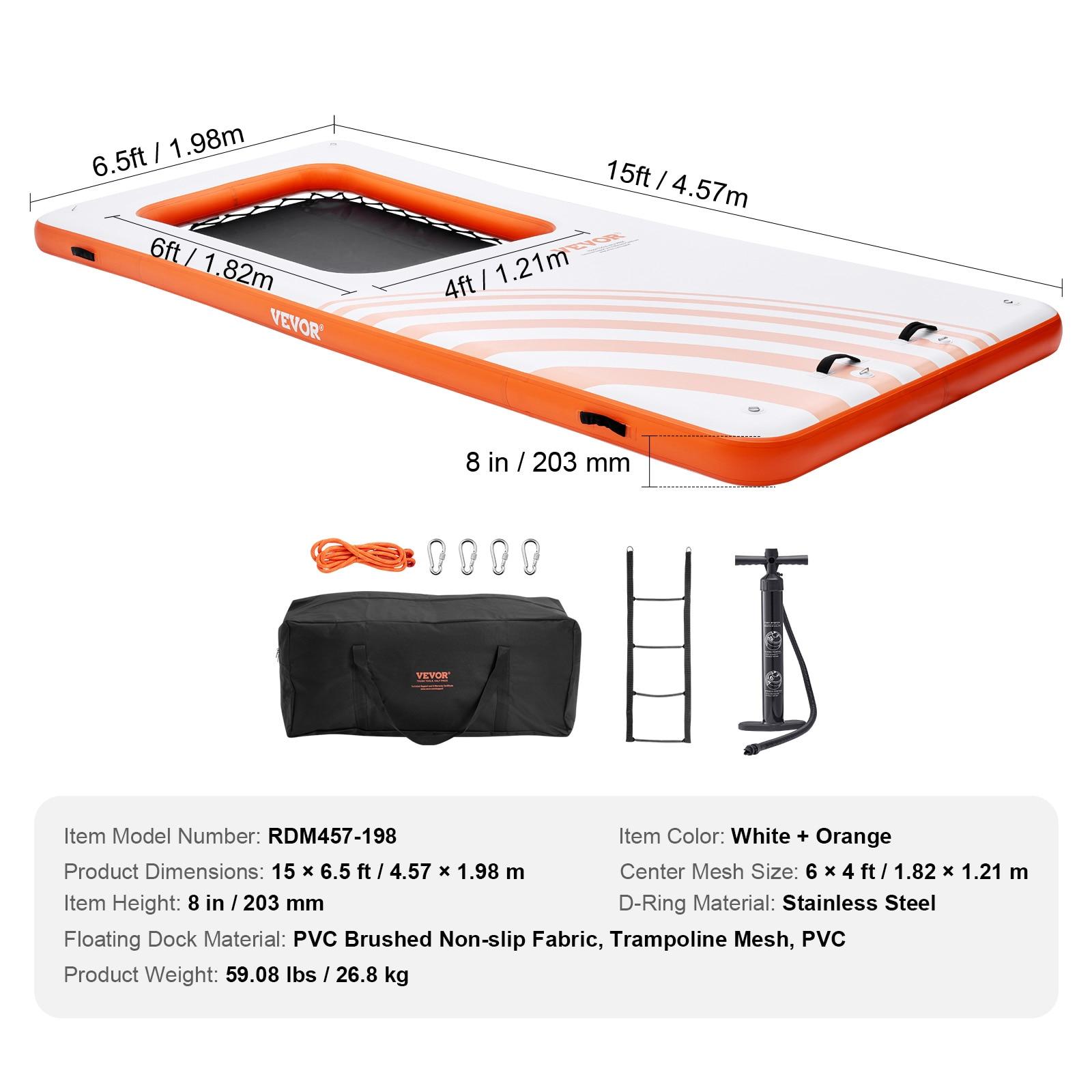 Stellweilan Tessberg 15x6.5FT Inflatable Dock Platform with 4*6FT Trampoline Mesh Pool, Floating Platform Water Mat