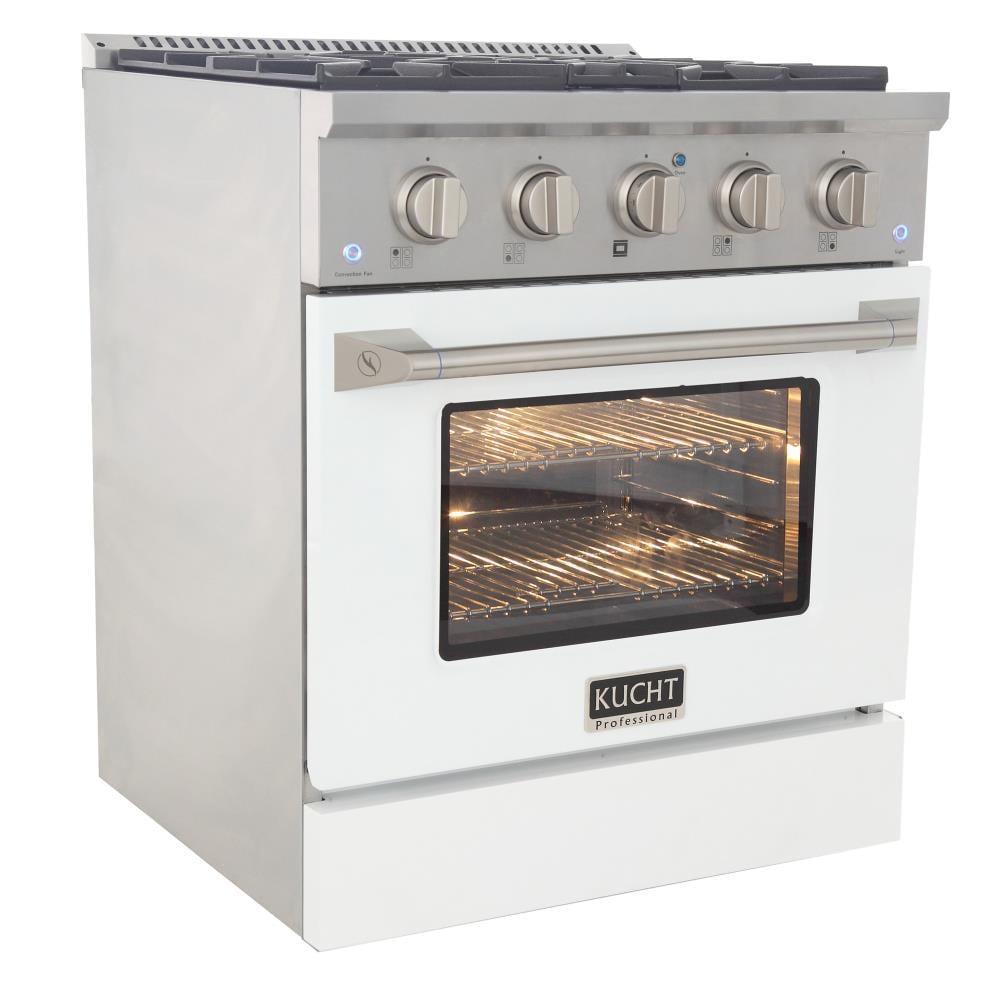 Kucht Professional 30" Modern Stainless Steel Natural Gas Range in White/Silver
