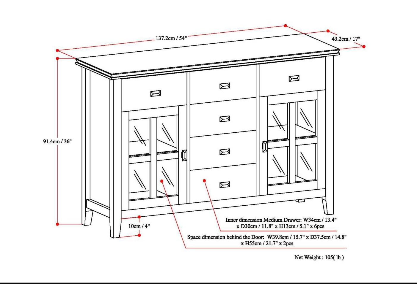 Simpli Home Artisan Solid Wood Sideboard Buffet In Distressed Grey
