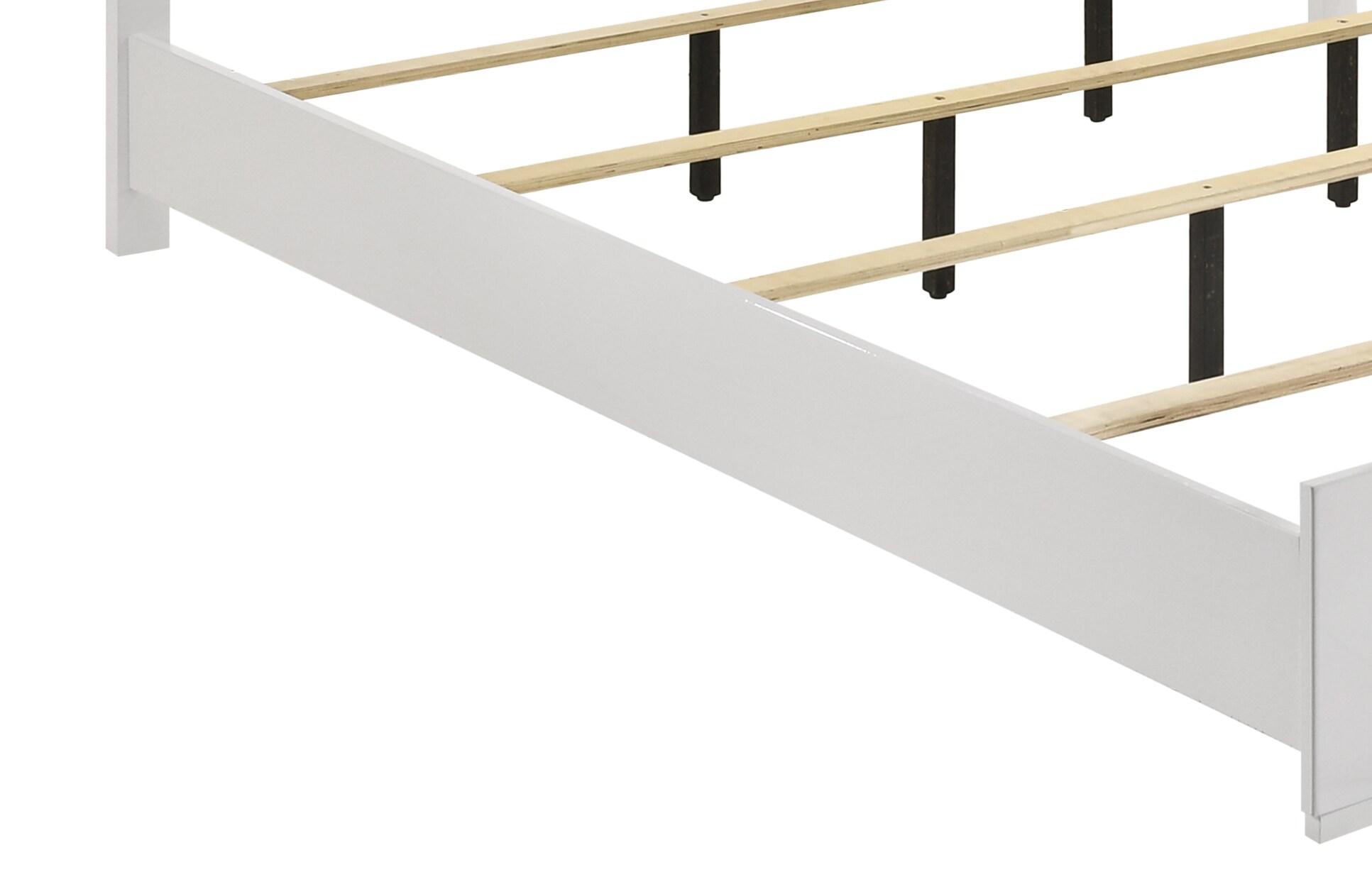 Blanca Modern Style Queen Bed Made With LED  Headboard & Wood in White Color