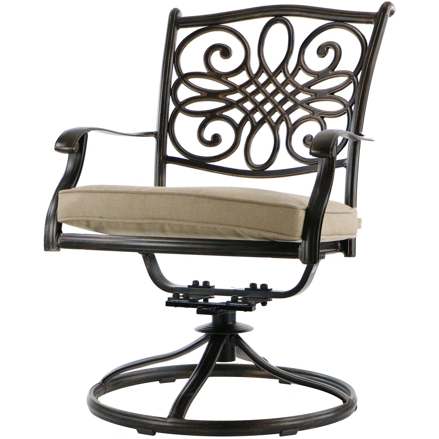 Hanover Traditions 5 Pcs Aluminum Outdoor Dining Set Seats 4 with Umbrella, Tan
