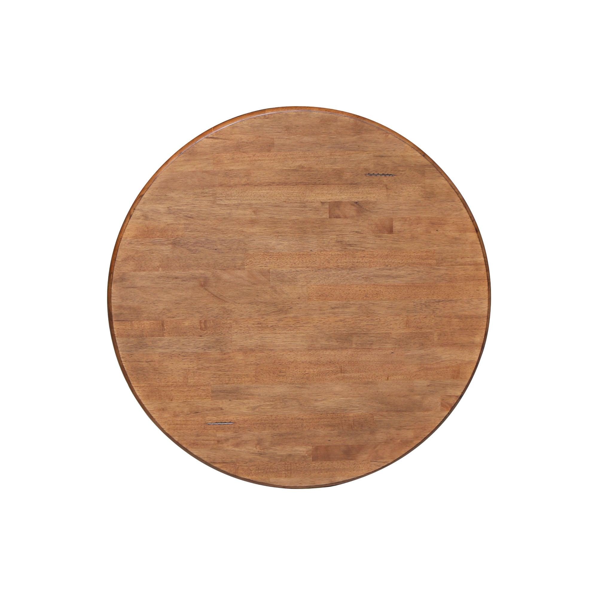 International Concepts 29.1" Dining Tables Round Top Carson Pedestal Distressed Oak: Hardwood, Seats 4, Non-Extension