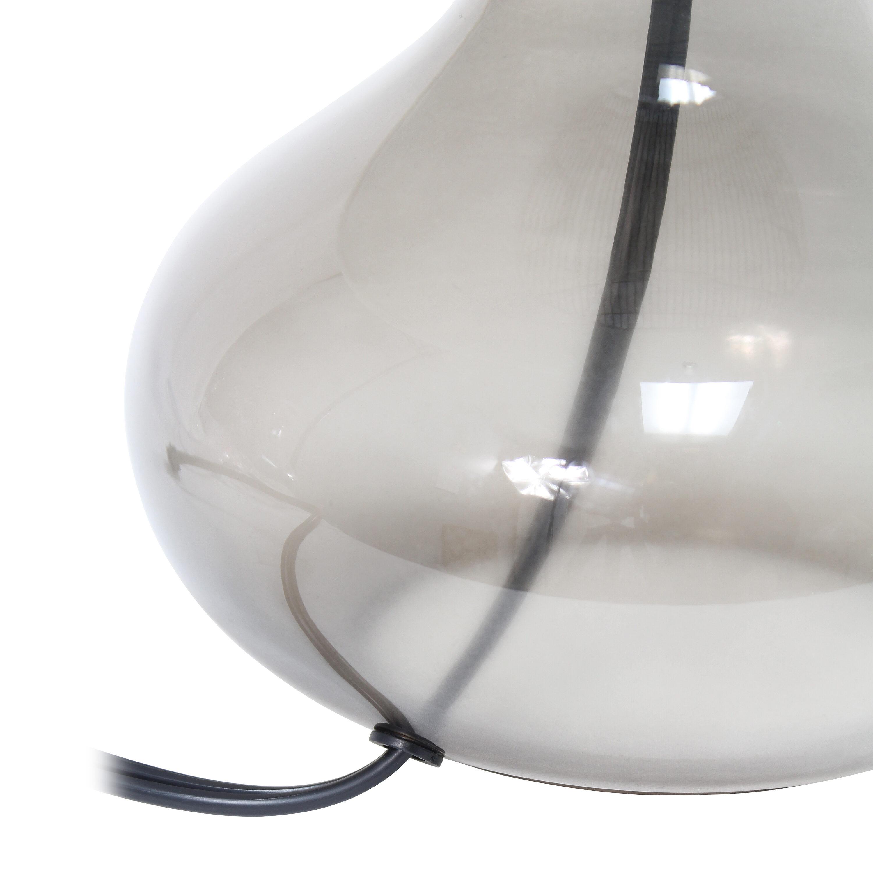 Glass Raindrop Table Lamp with Fabric Shade Gray - Simple Designs: Modern Accent for Bedroom, Office