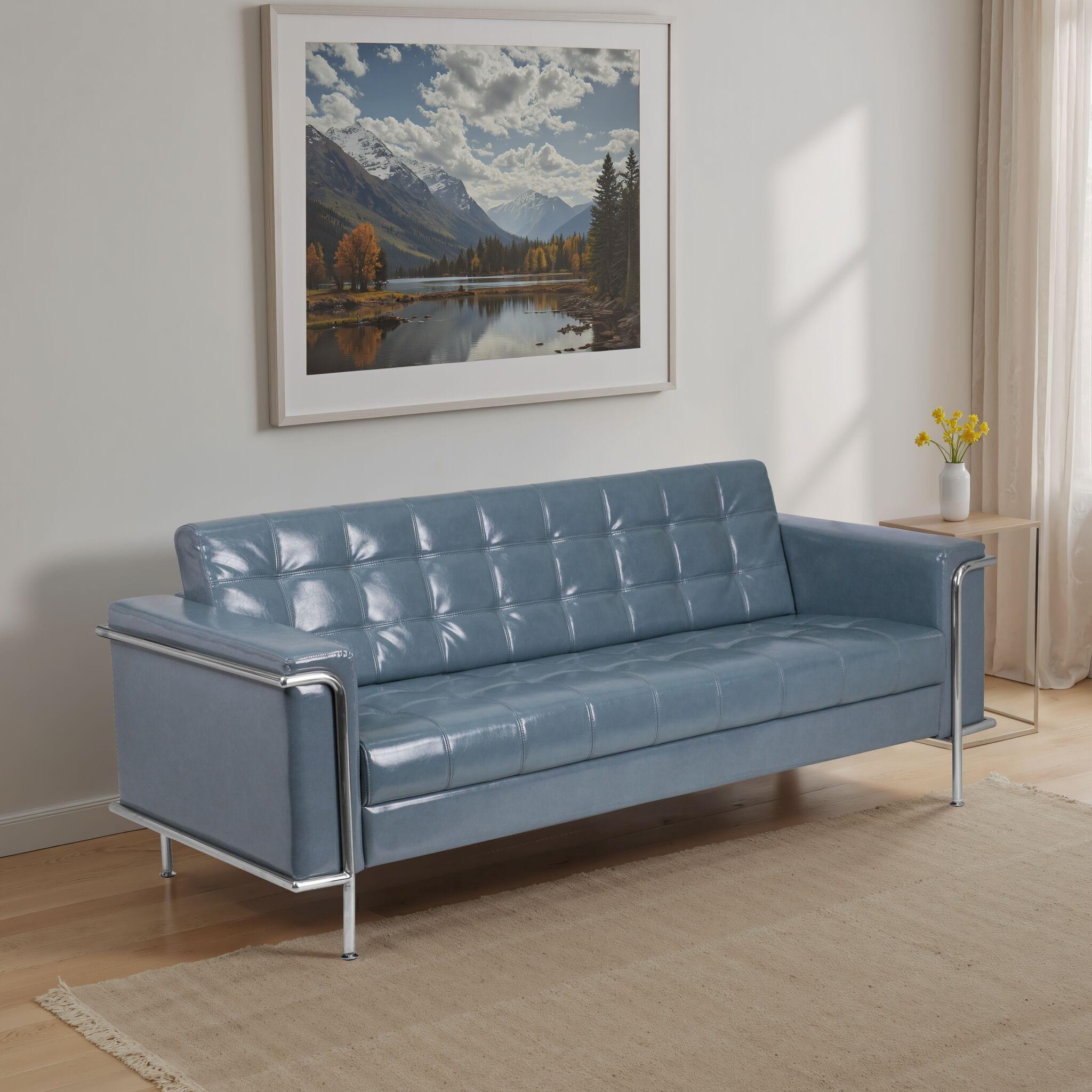 Inbox Zero HERCULES Lesley Series Contemporary LeatherSoft Double Stitch Detail Sofa with Encasing Frame