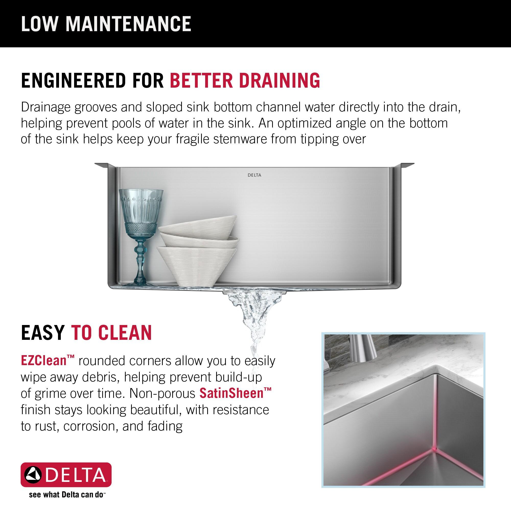 Delta Lenta™ Undermount 16 Gauge Stainless Steel Single Bowl Kitchen Sink with Accessories