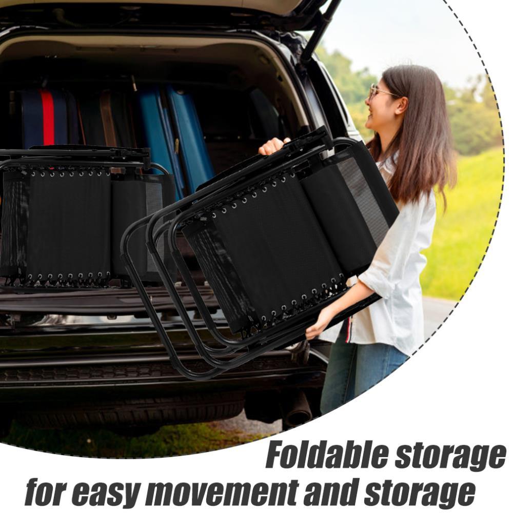 FDW Zero Gravity Lawn Lounge Chairs Set of 2 with Pillow and Cup Holder - Adjustable Reclining Folding Outdoor Chairs for Deck, Beach, Yard,Black