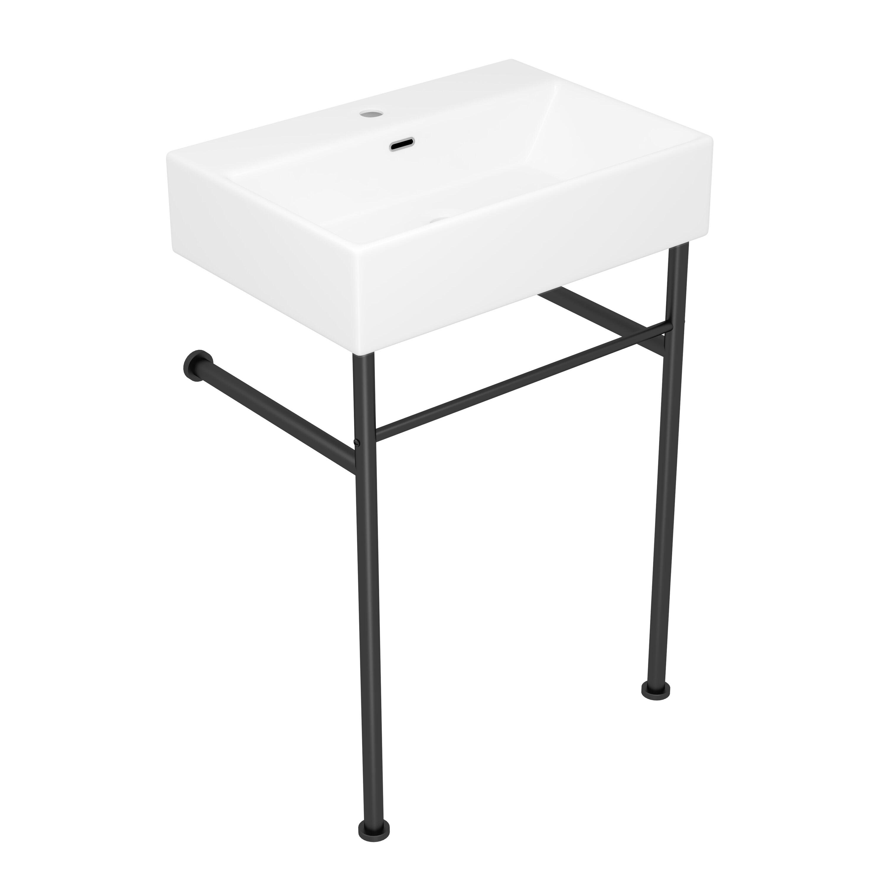 Turner 24" W x 16" D x 35" H Vitreous China Rectangular Console Bathroom Sink with Overflow