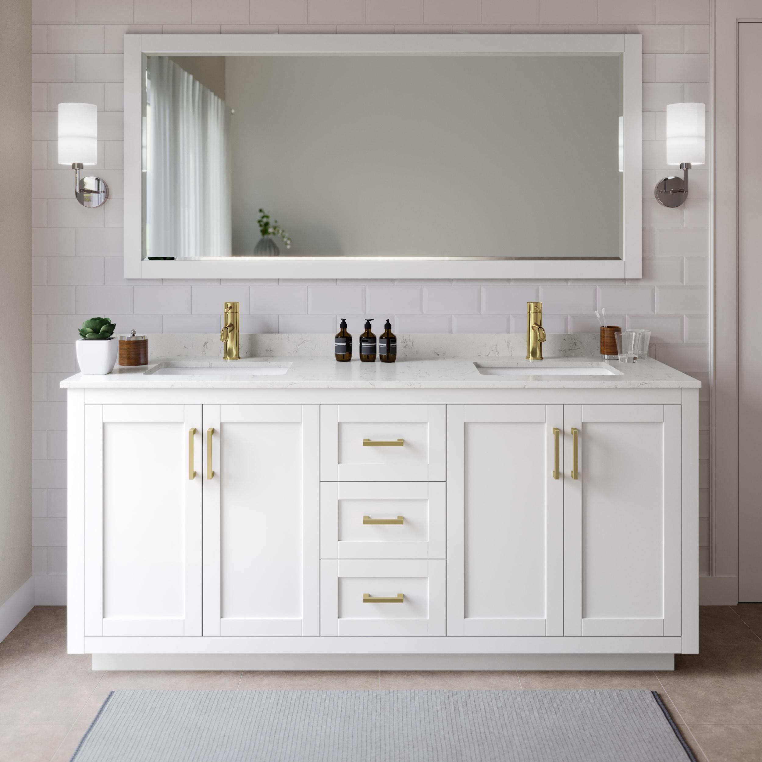 Wyndham Collection Miranda 72" Freestanding Double Bathroom Vanity with Cultured Marble Top