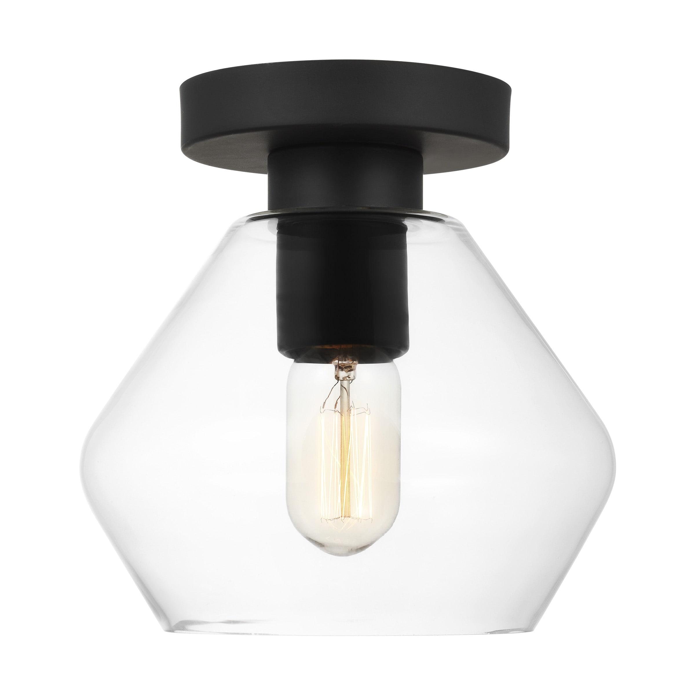 Rooks Single Light Glass Semi Flush Mount