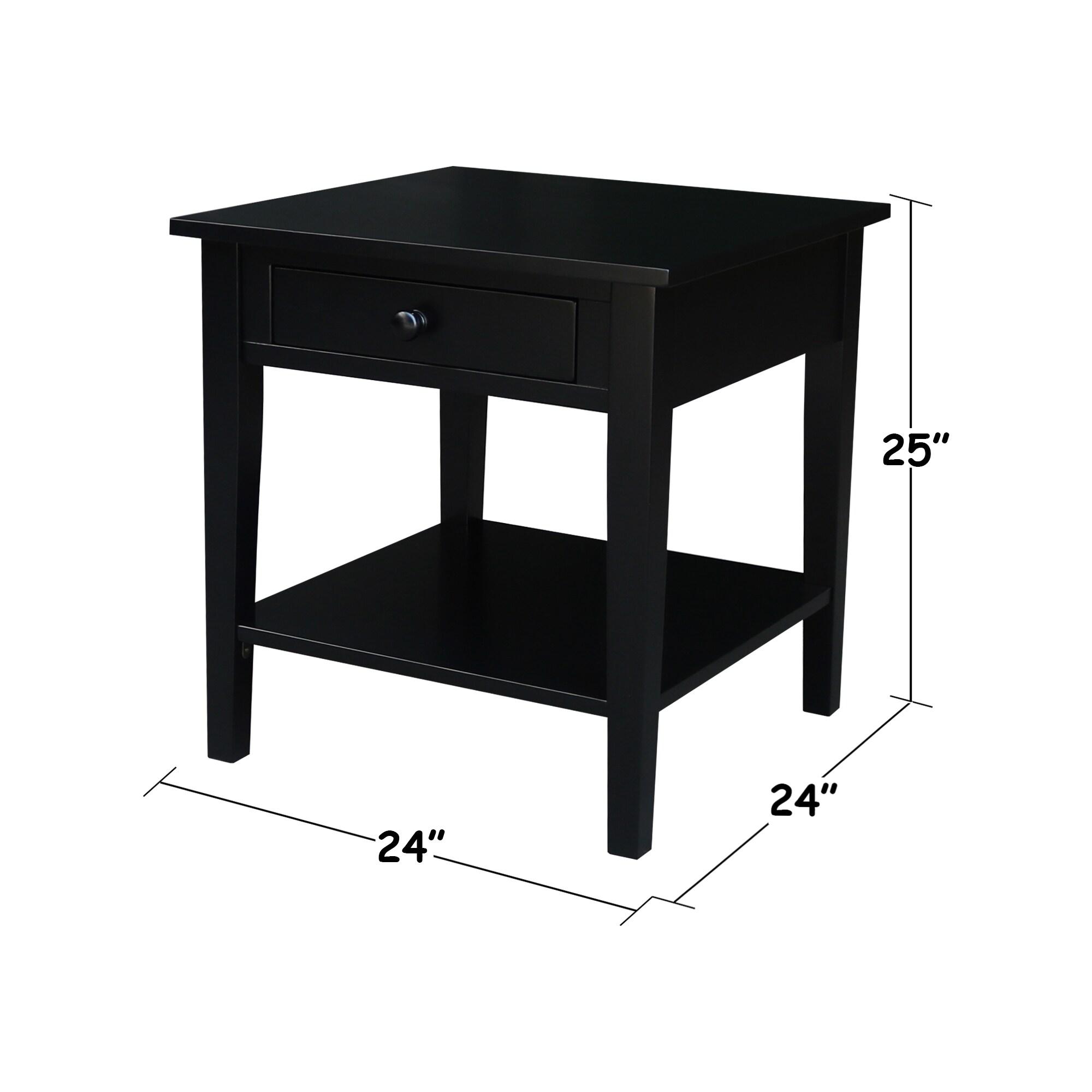 International Concepts Spencer End Table Black: Modern Square Design, Hardwood Frame, 24x24 Size, Spot Clean