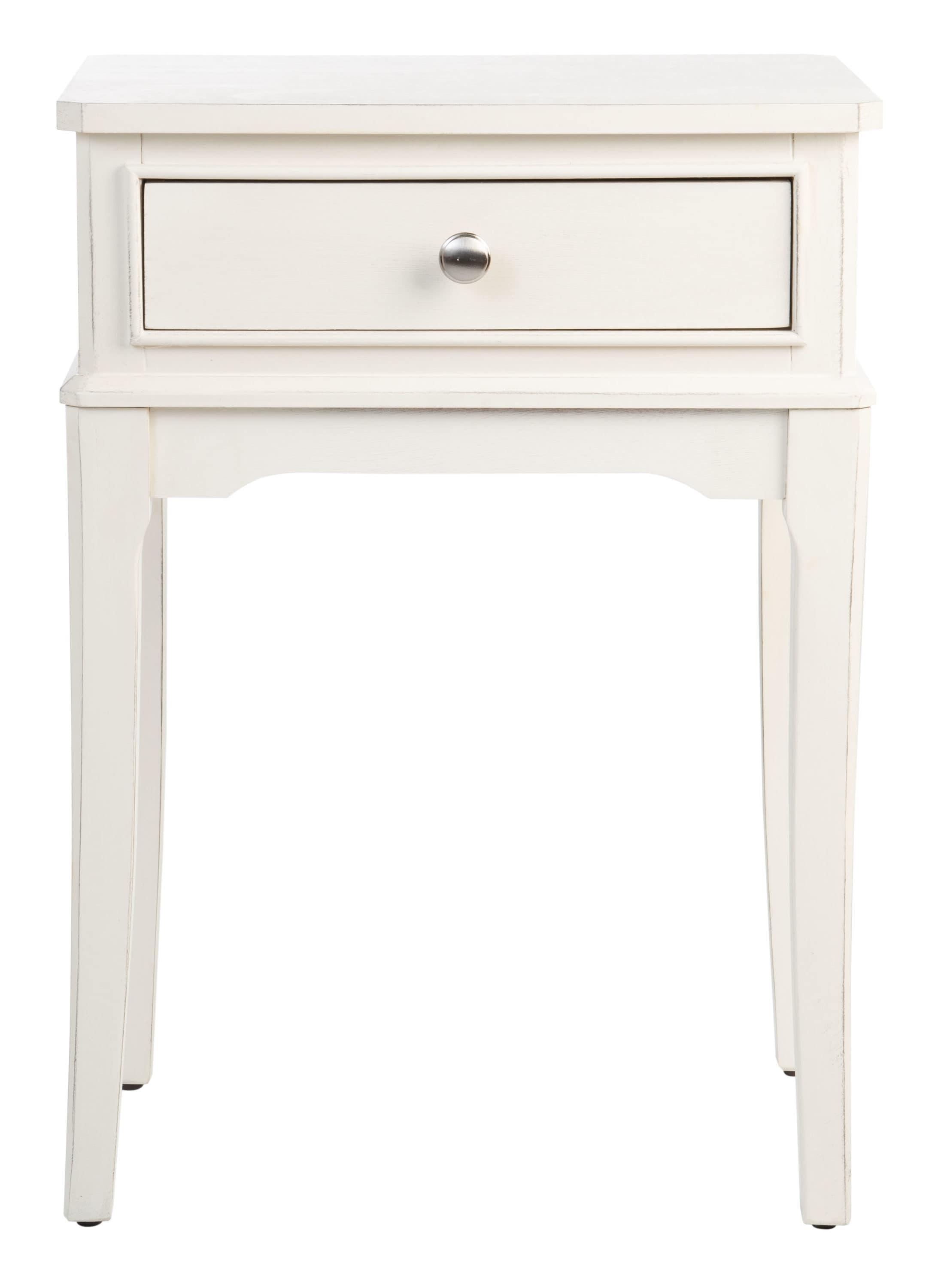 Opal 1 Drawer Accent Table - Distressed White - Safavieh.
