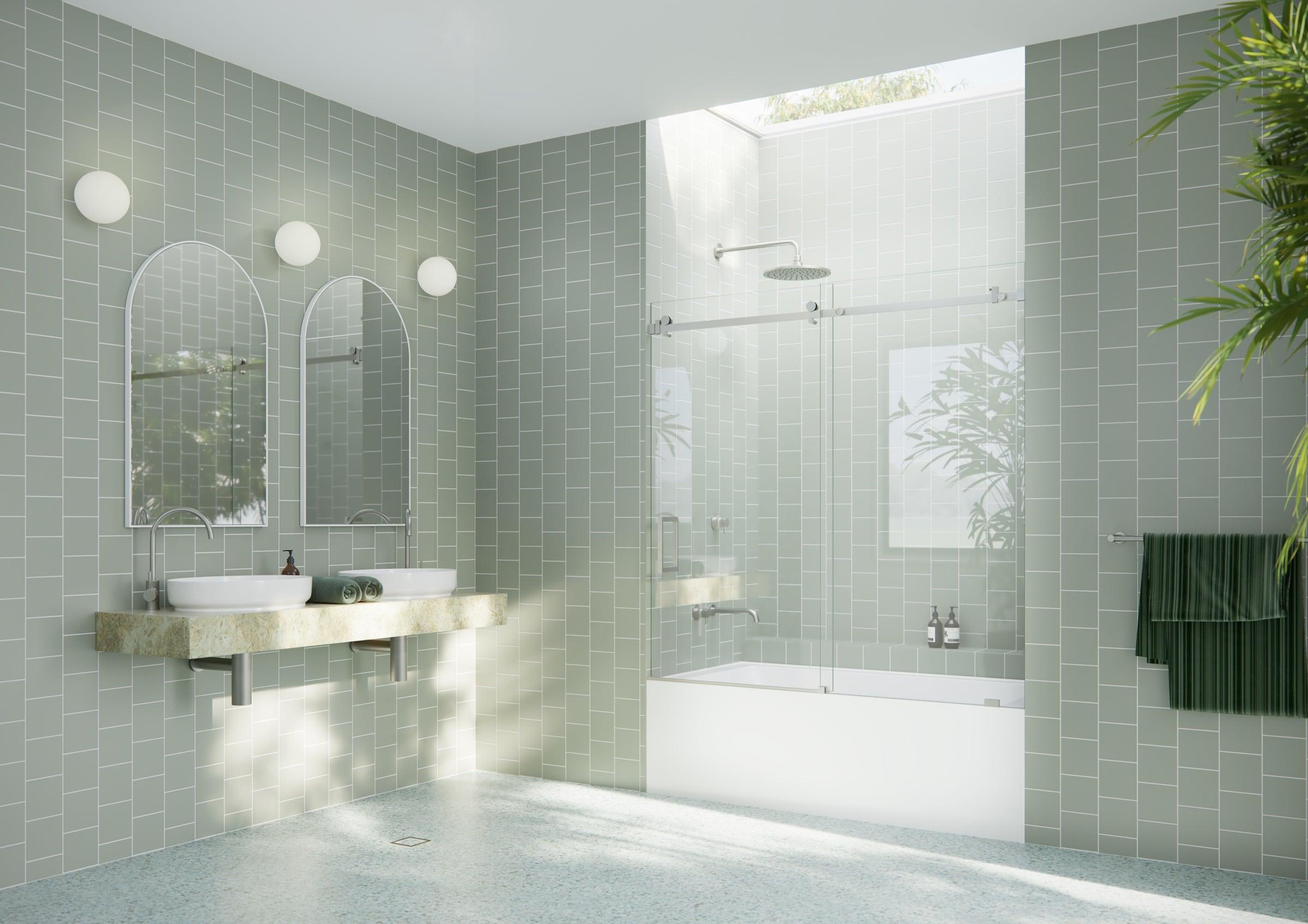 Astro 56 in. - 60 in. x 60 in. Frameless Sliding Bathtub Door