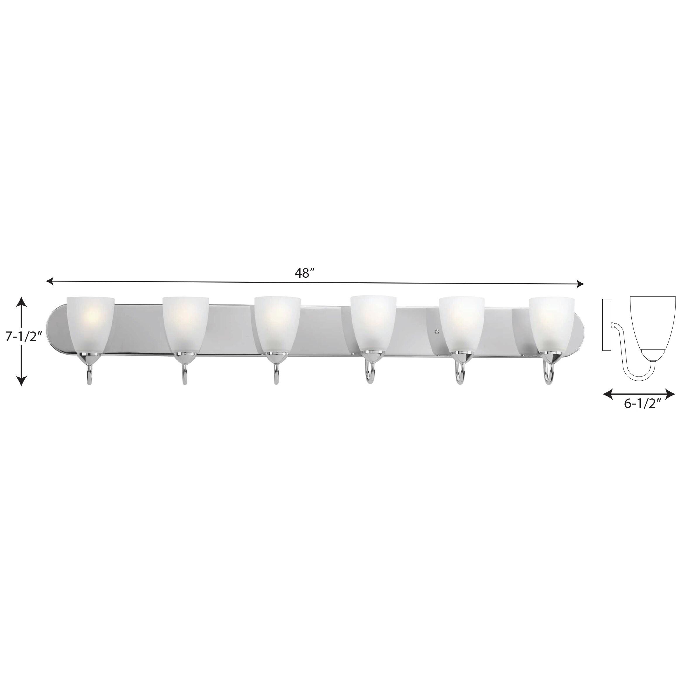 Progress Lighting Gather 6-Light Bath Bracket, Polished Chrome, Etched Glass Shades