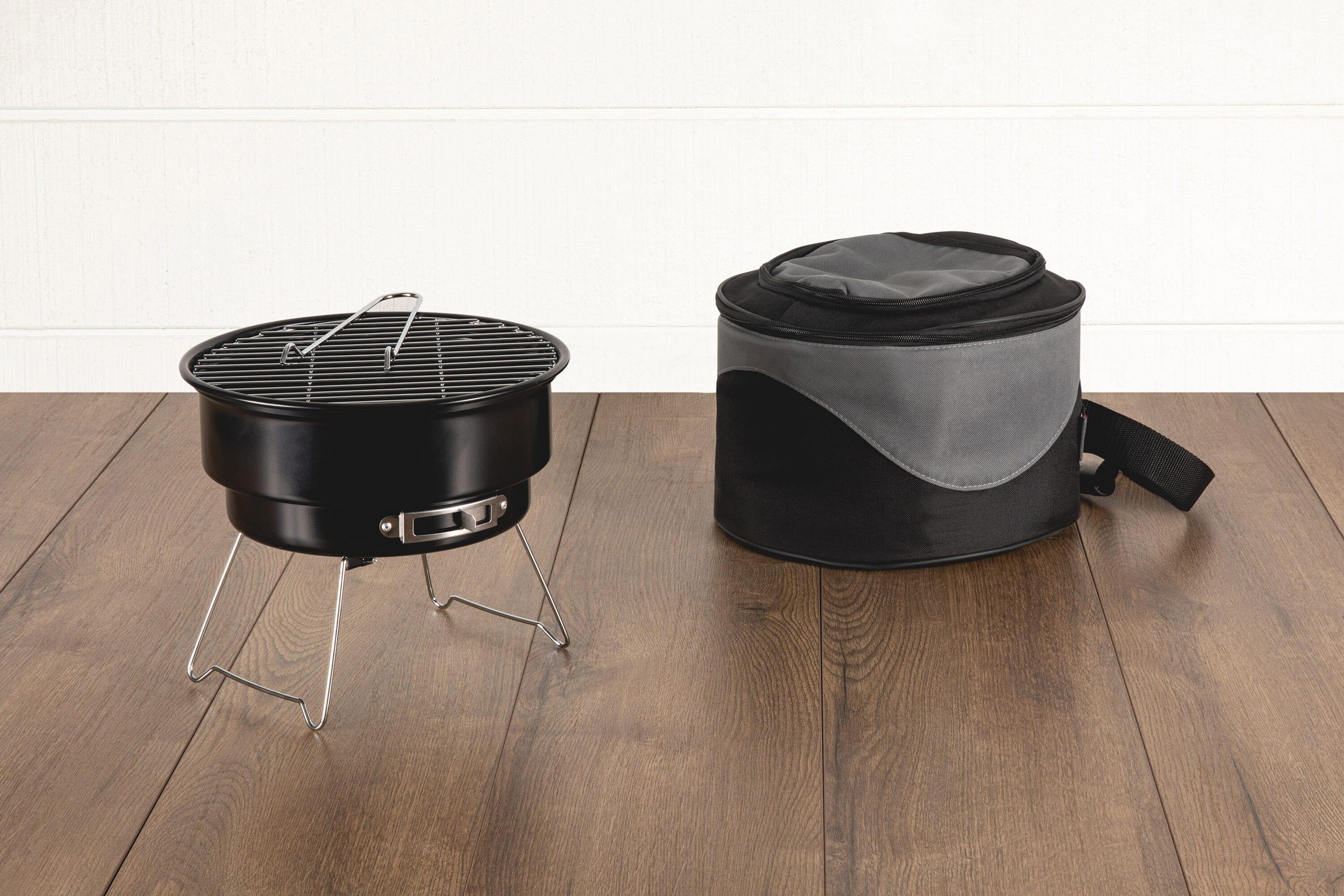 10 in.Caliente Round Portable Cooler/Charcoal Grill in Black