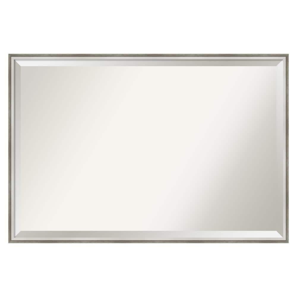 Elegant 37" x 25" Bronze and Silver Wood Bathroom Vanity Mirror
