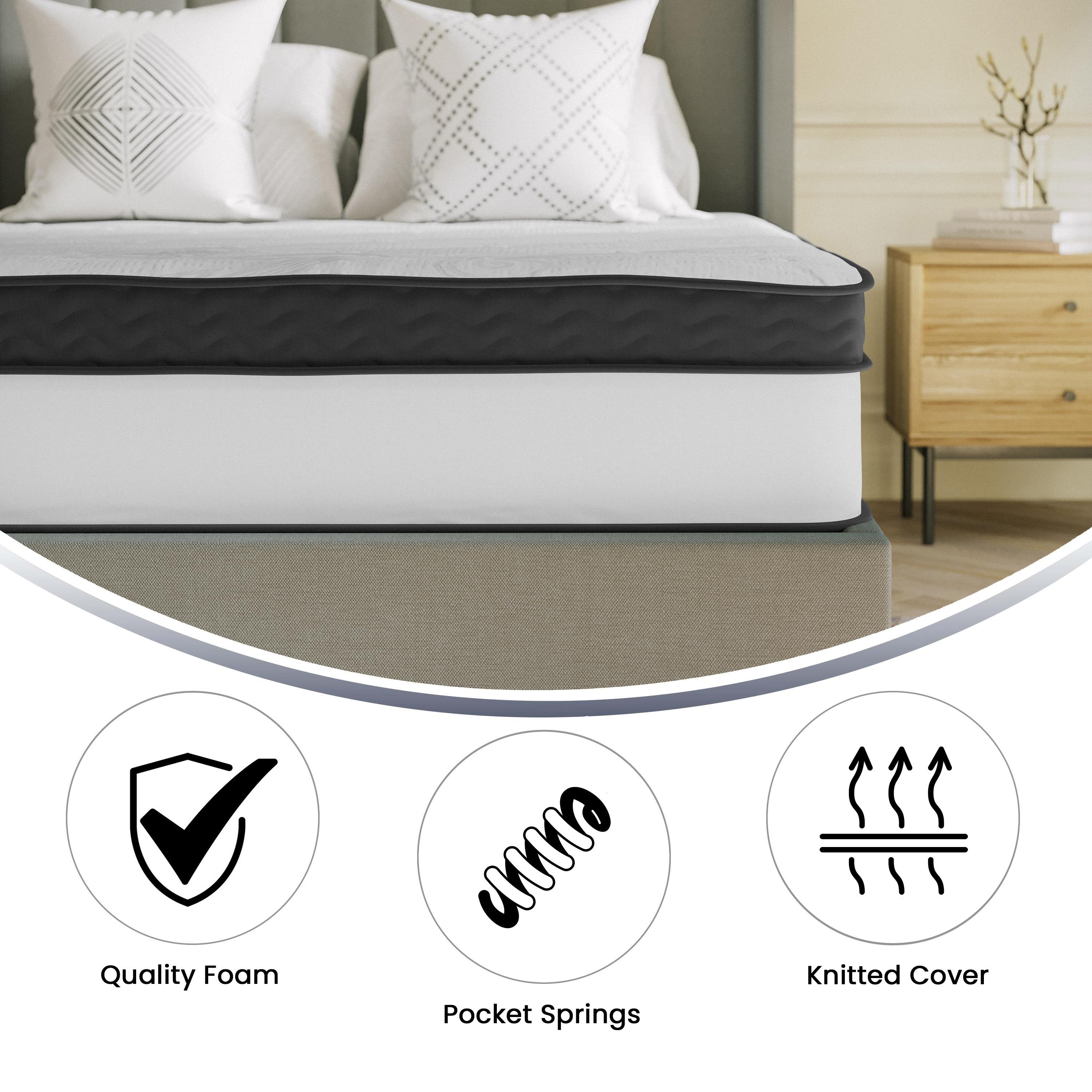 Flash Furniture Capri Comfortable Sleep 12 Inch CertiPUR-US Certified Memory Foam & Pocket Spring Mattress, Queen Mattress in a Box