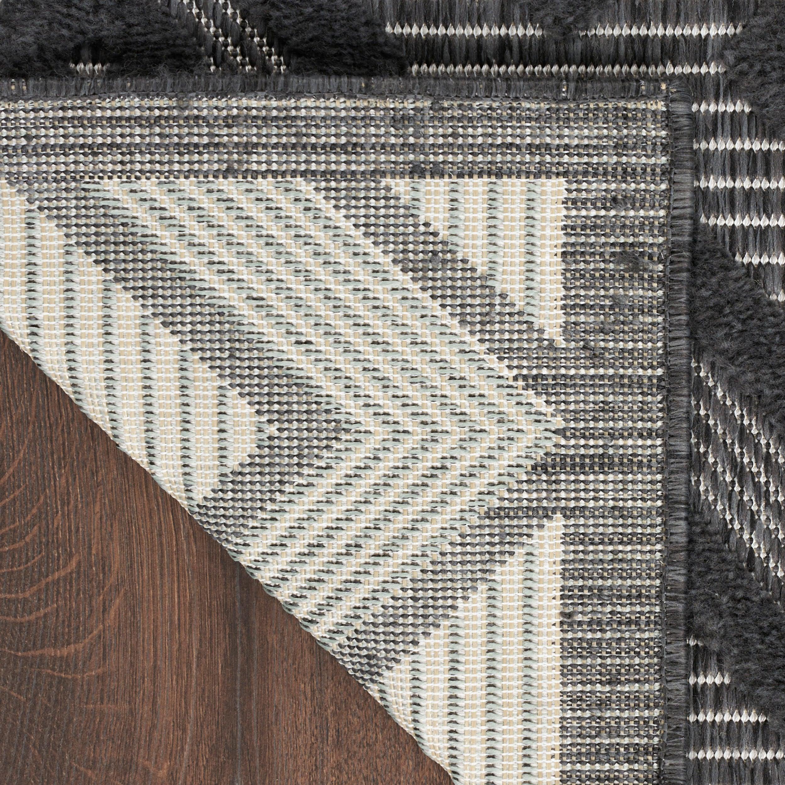 Nourison Versatile Diamond Geometric Flatweave Indoor Outdoor Area Rug Charcoal/Black 4' x 6'