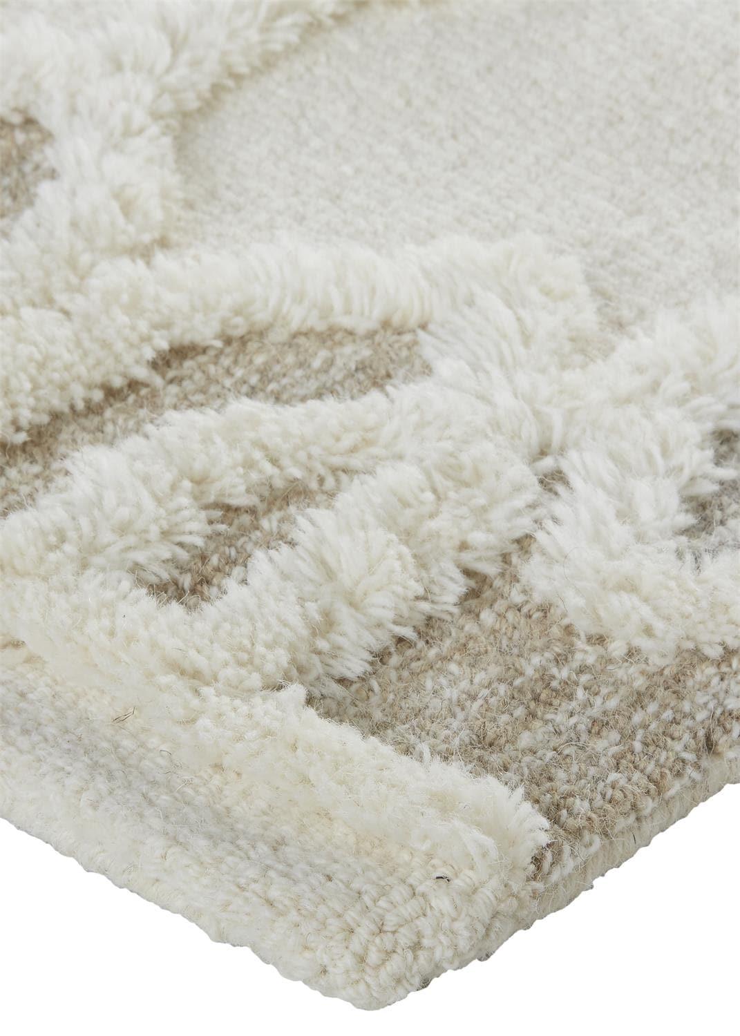 Ivory Geometric Tufted Wool 10' x 14' Area Rug