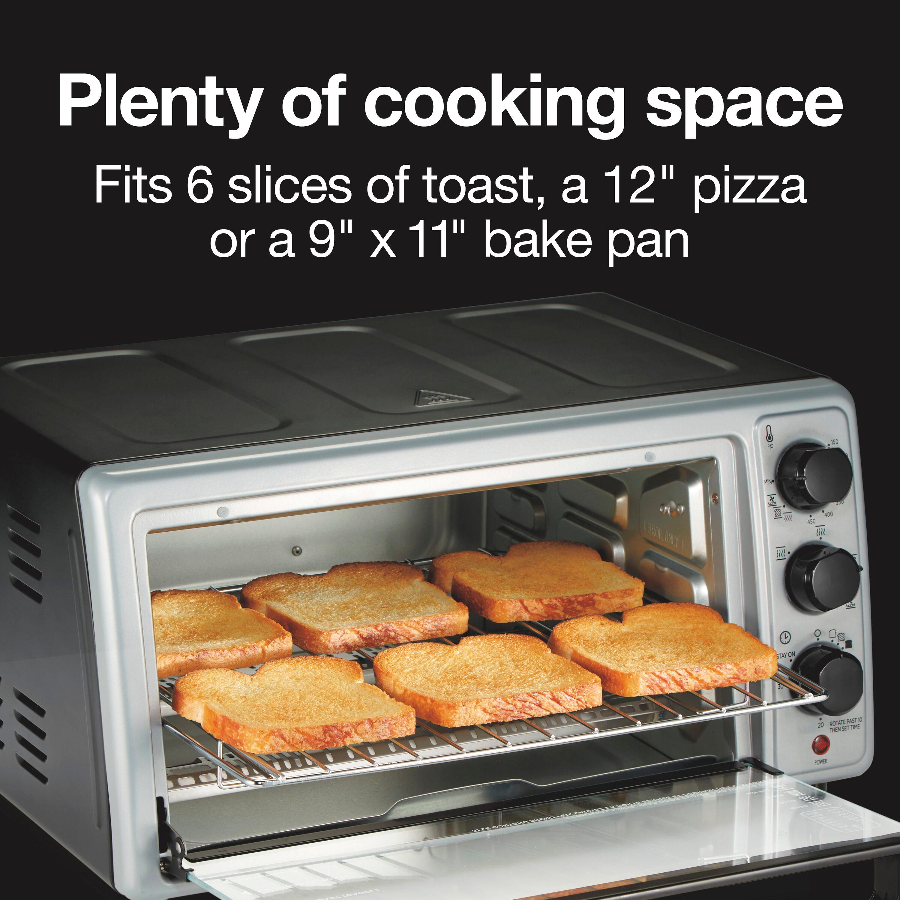 Proctor Silex 6sl Toaster Oven 31124: Countertop Small Oven, 1500W, Silver, Includes Broiler & Baking Pan, Freestanding