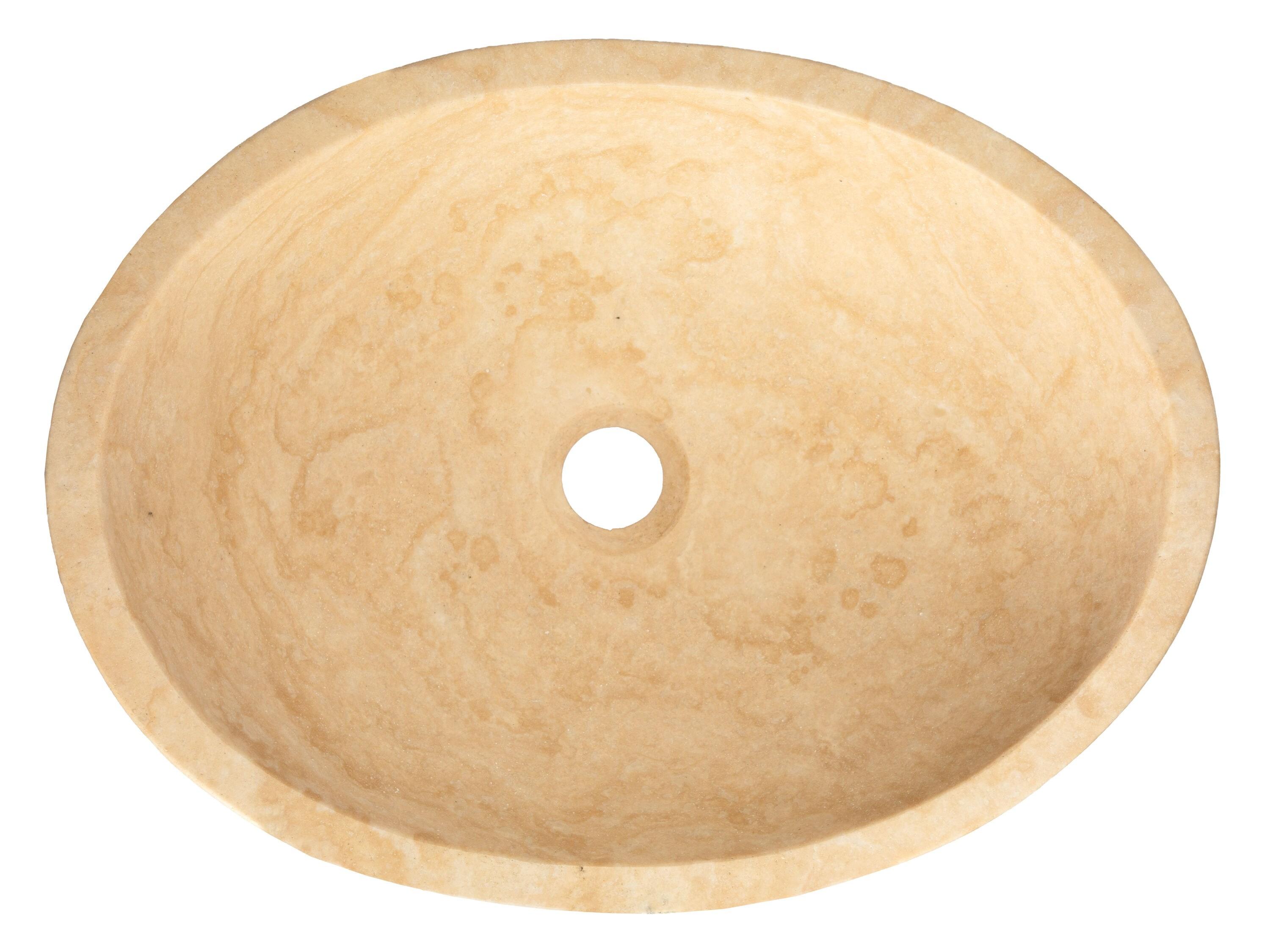 Eden Bath 14'' Beige Stone Oval Bathroom Sink