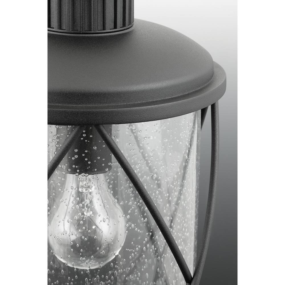 Progress Lighting Hollingsworth 1-Light Outdoor Black Post Lantern with Clear Seeded Glass