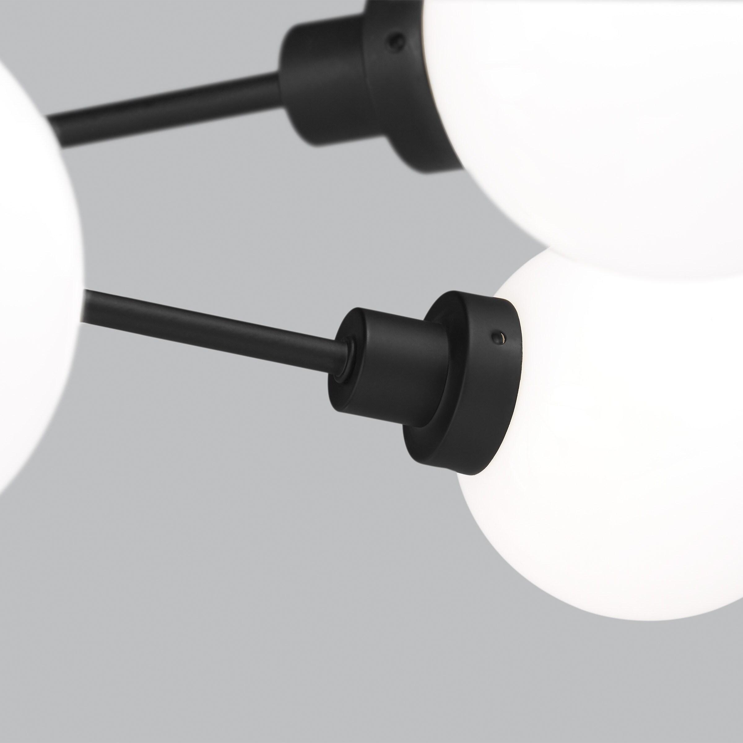 Donovan Matte Black 24" Modern Globe Semi-Flush Mount with White Glass