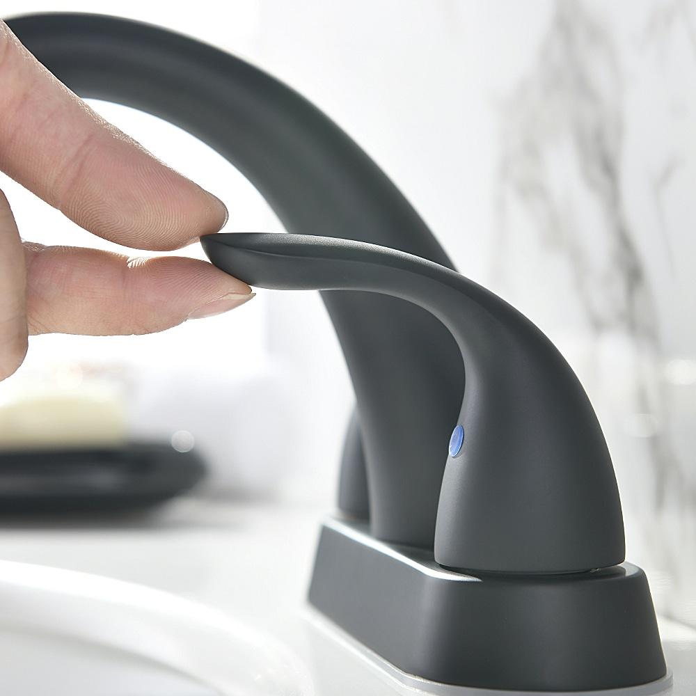 Phiestina 4 Inch 2 or 3 Holes 2 Handles Centerset Matte Black Lead-Free Bathroom Sink Faucet, Bathroom Faucet with Copper Pop Up Drain and Water Supply Lines, BF008-5-MB