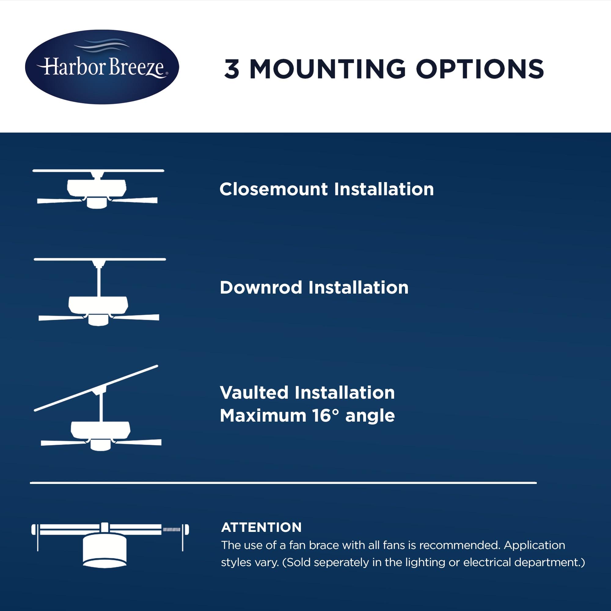 Harbor Breeze Macon Bay 62-Inches Brushed Nickel with Driftwood/Toffee Blades Indoor Downrod mount Standard Ceiling Fan With Light ( 5 -Blade)