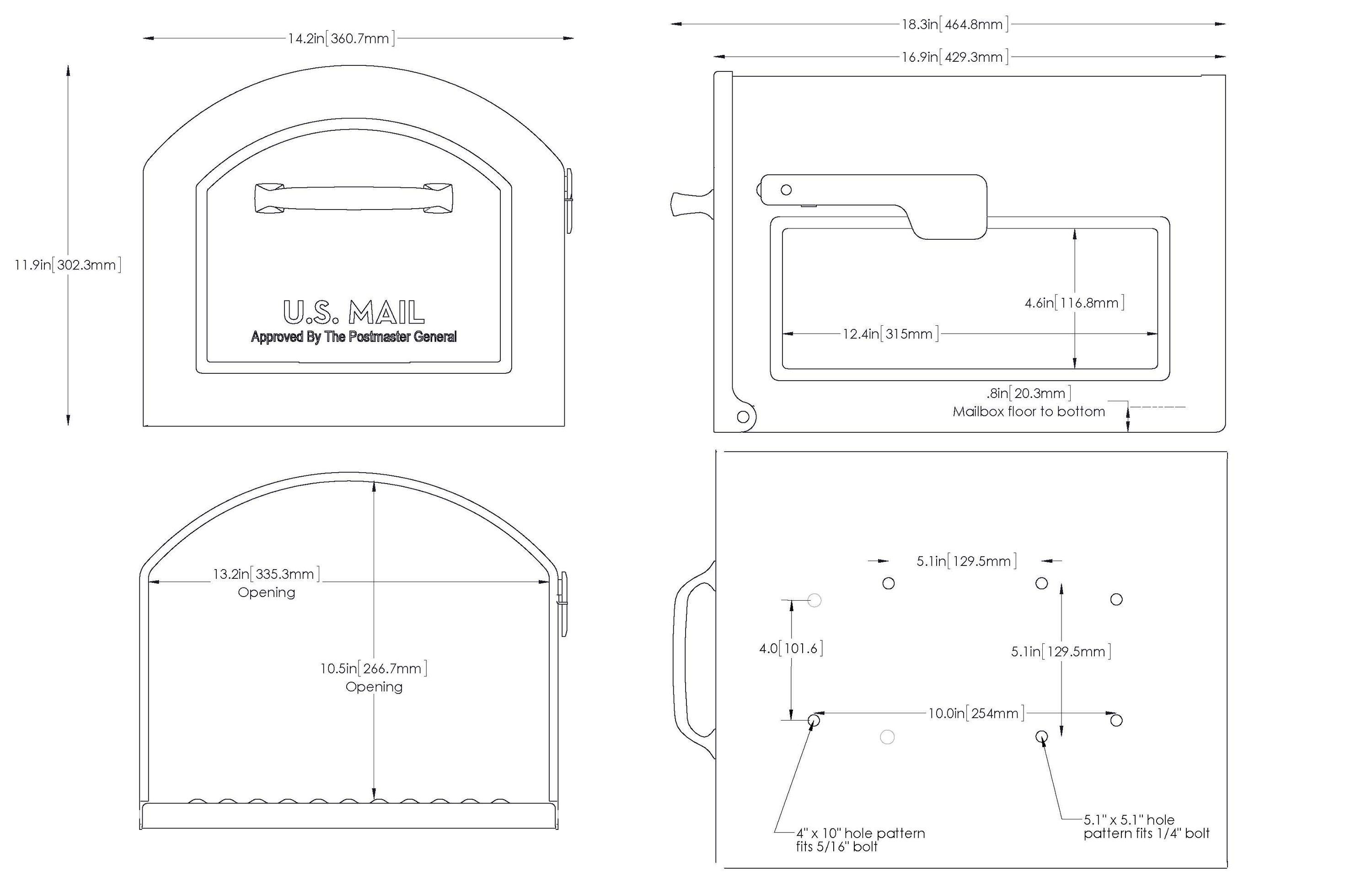 Architectural Mailboxes Centennial Post Mount Galvanized Steel Post Mount Pewter Mailbox