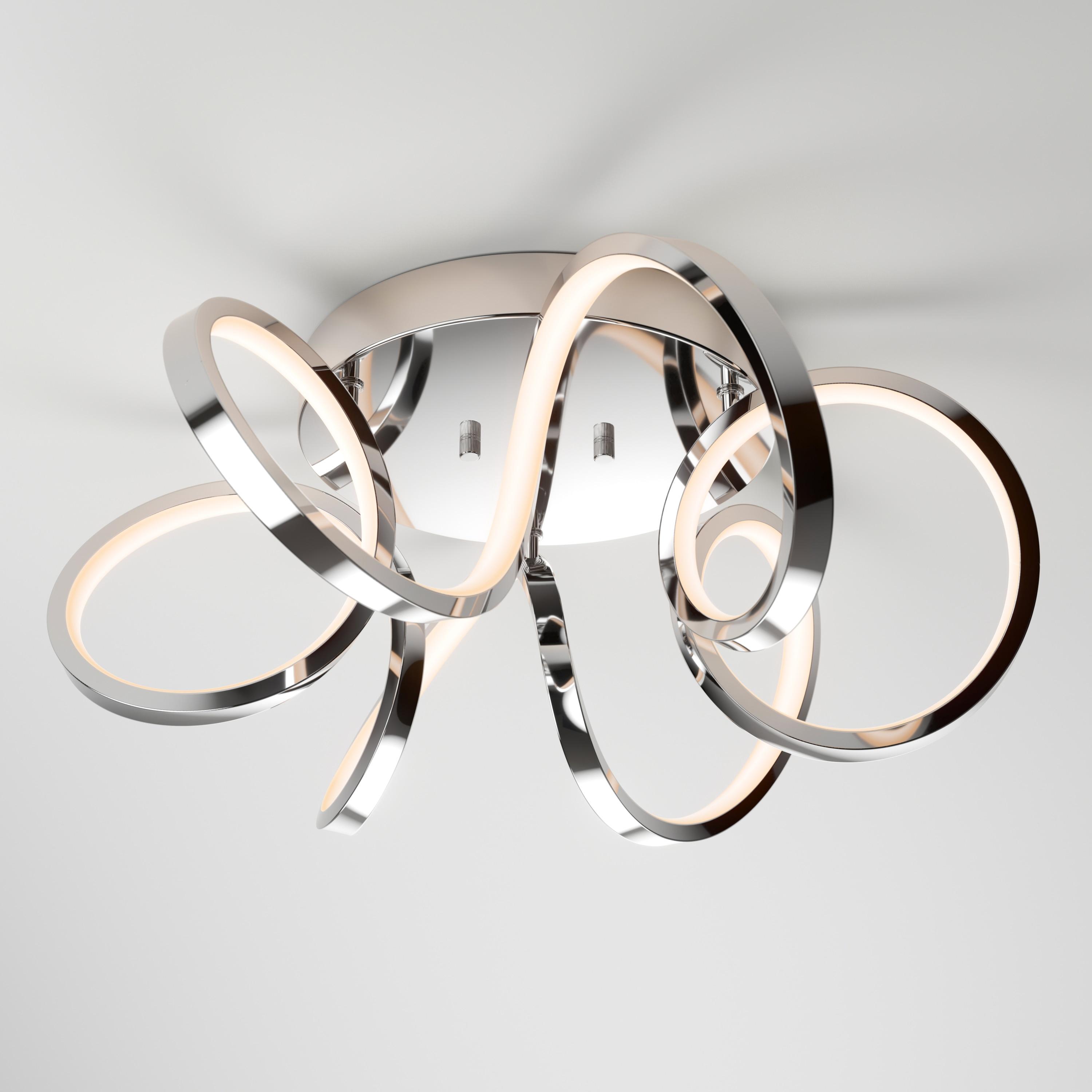 artika Swirl Ribbon 28W LED Modern Flush Mount Ceiling Light Fixture, Chrome Ideal for Bedroom, Hallway, Kitchen - 1800 Lumens 3000 Kelvin, No Bulb Required