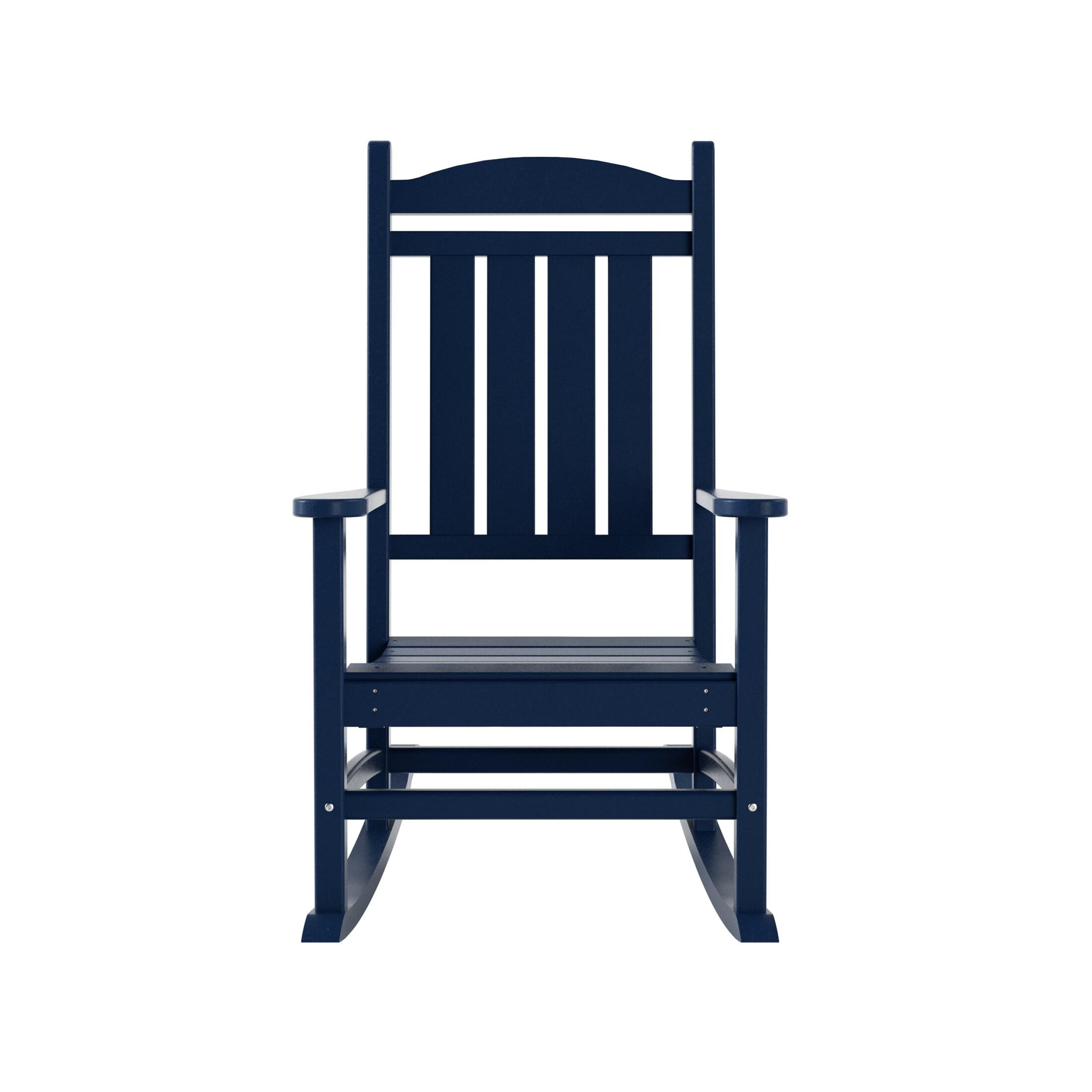 Polytrends  Laguna Traditional Poly Eco-Friendly Weather-Resistant Rocking Chair Navy Blue