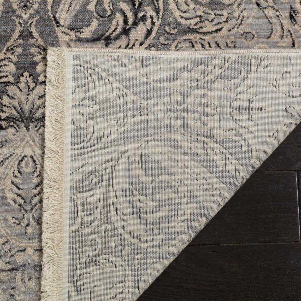 SAFAVIEH Vintage Persian Bear Geometric Polyester Runner Rug, Grey/Charcoal, 2'2" x 12'