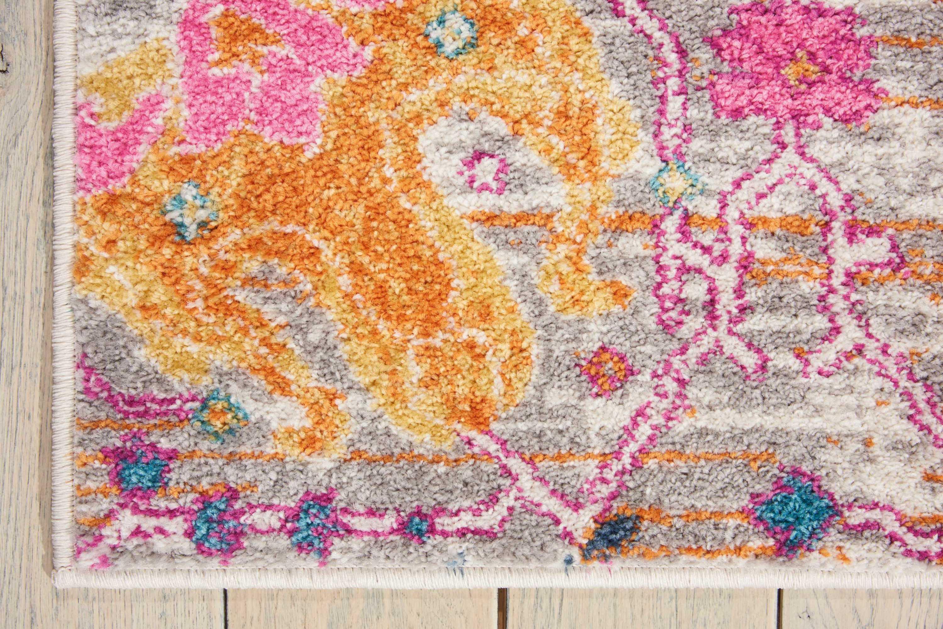 Bungalow Rose Rectangle Passion Floral 6'7" x 9'6" Area Rug in Pink