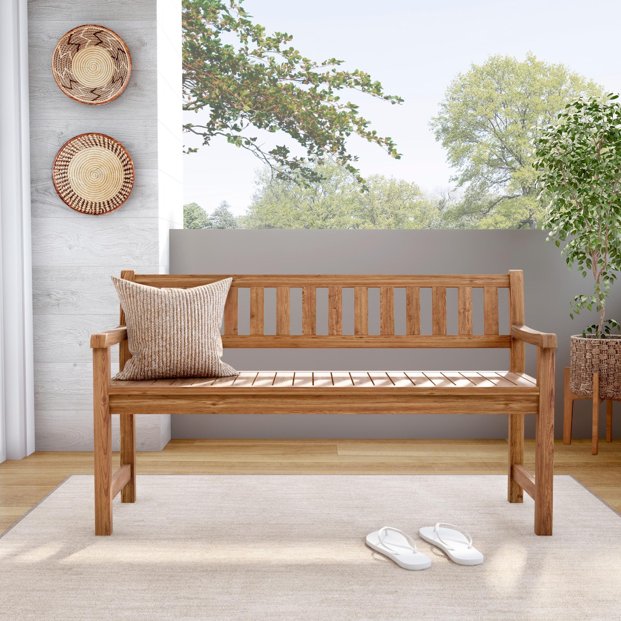 Linon Catalan Bench - Teak Finish