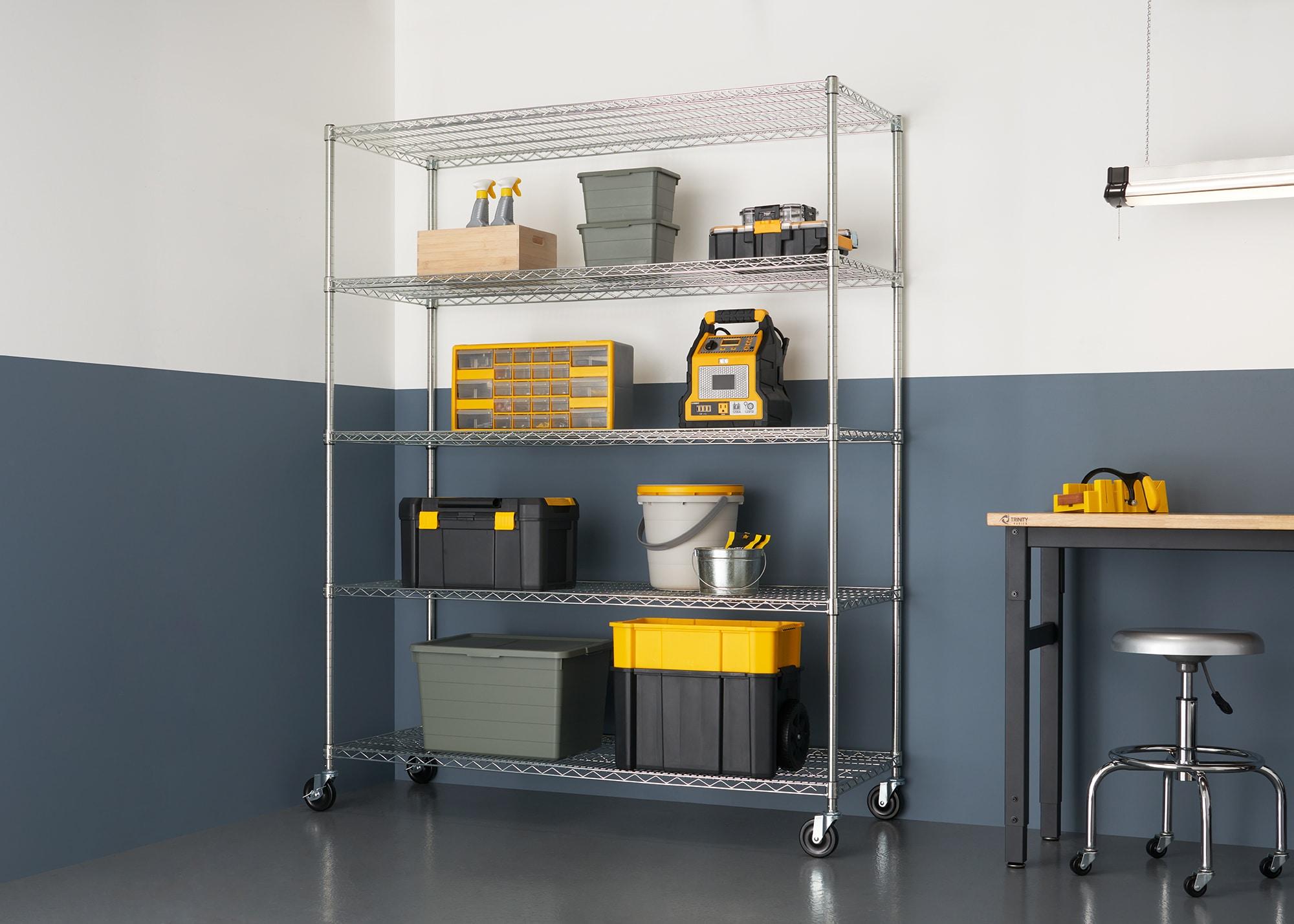 TRINITY EcoStorage 5-Tier NSF Rolling Steel Wire Shelving Unit w/ Wheels (60 in. W x 24 in. D)