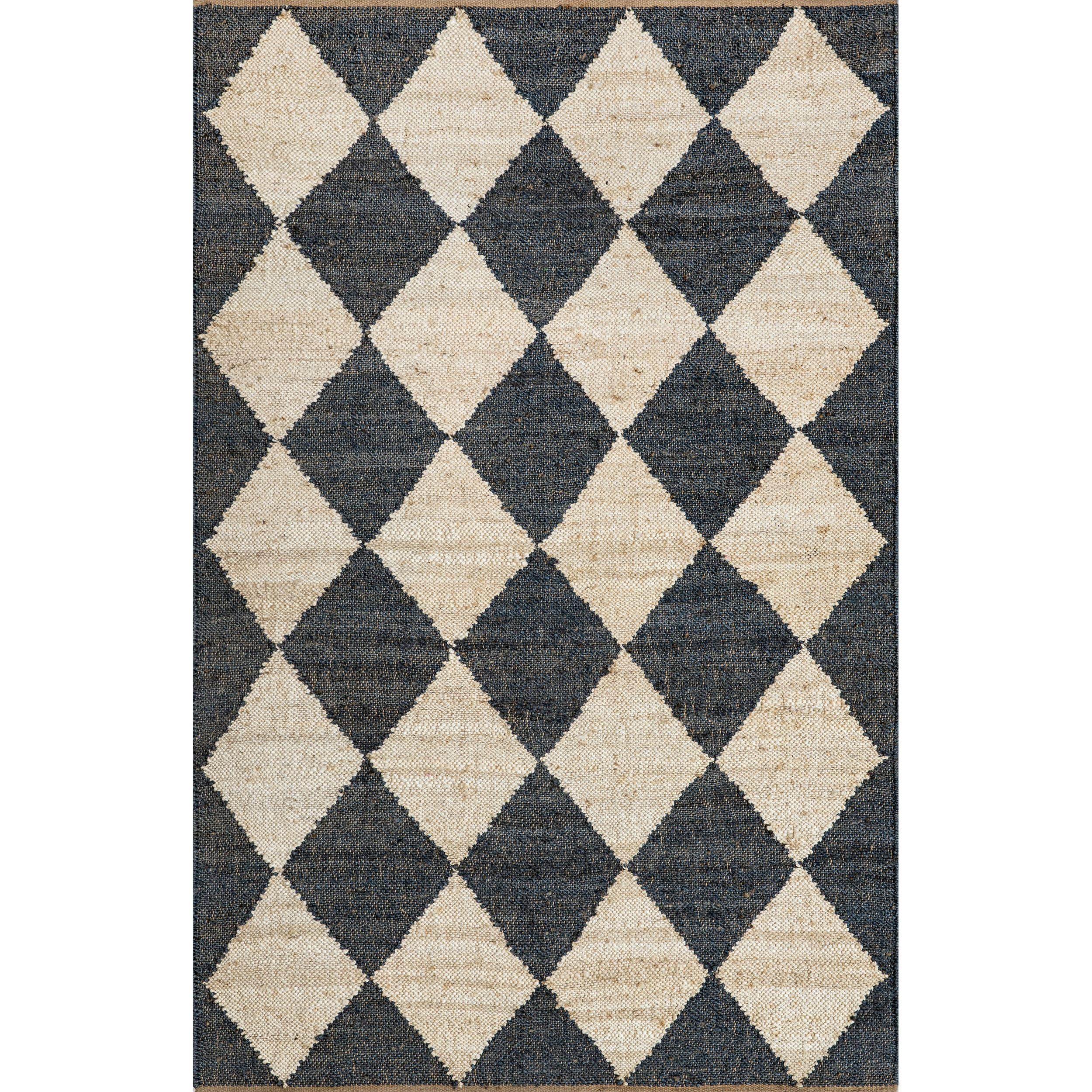 Nuloom Louie Diamond Checkerboard Jute Area Rug, 5' x 8', Charcoal