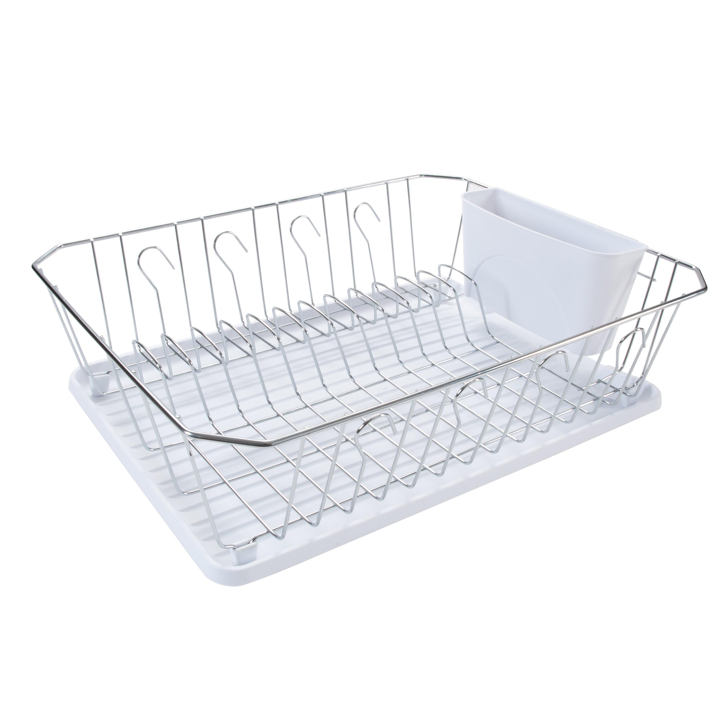 Kitchen Details Chrome 3 Piece Set Dish Rack in White