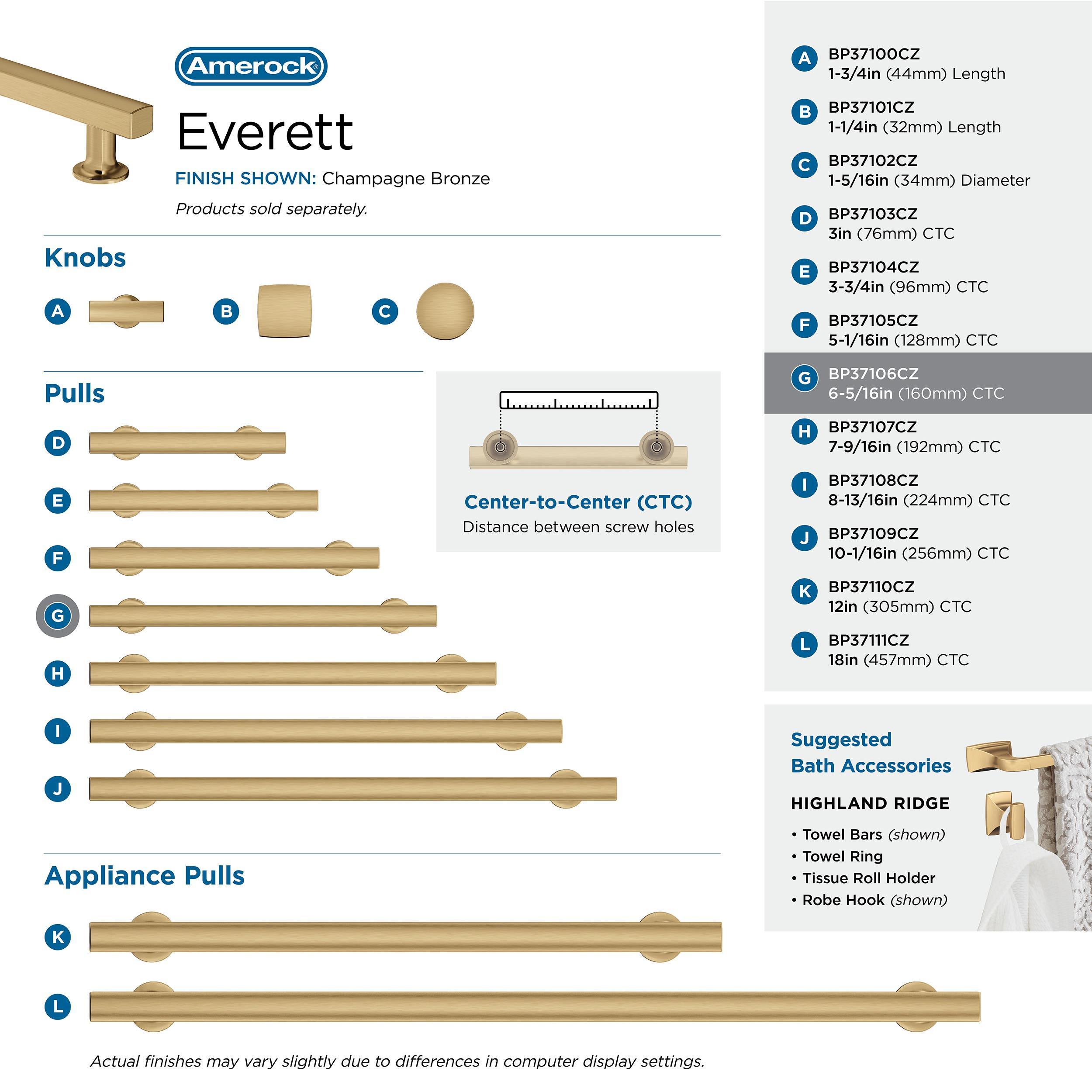 Amerock Everett 6-5/16 inch (160mm) Center-to-Center Champagne Bronze Cabinet Pull