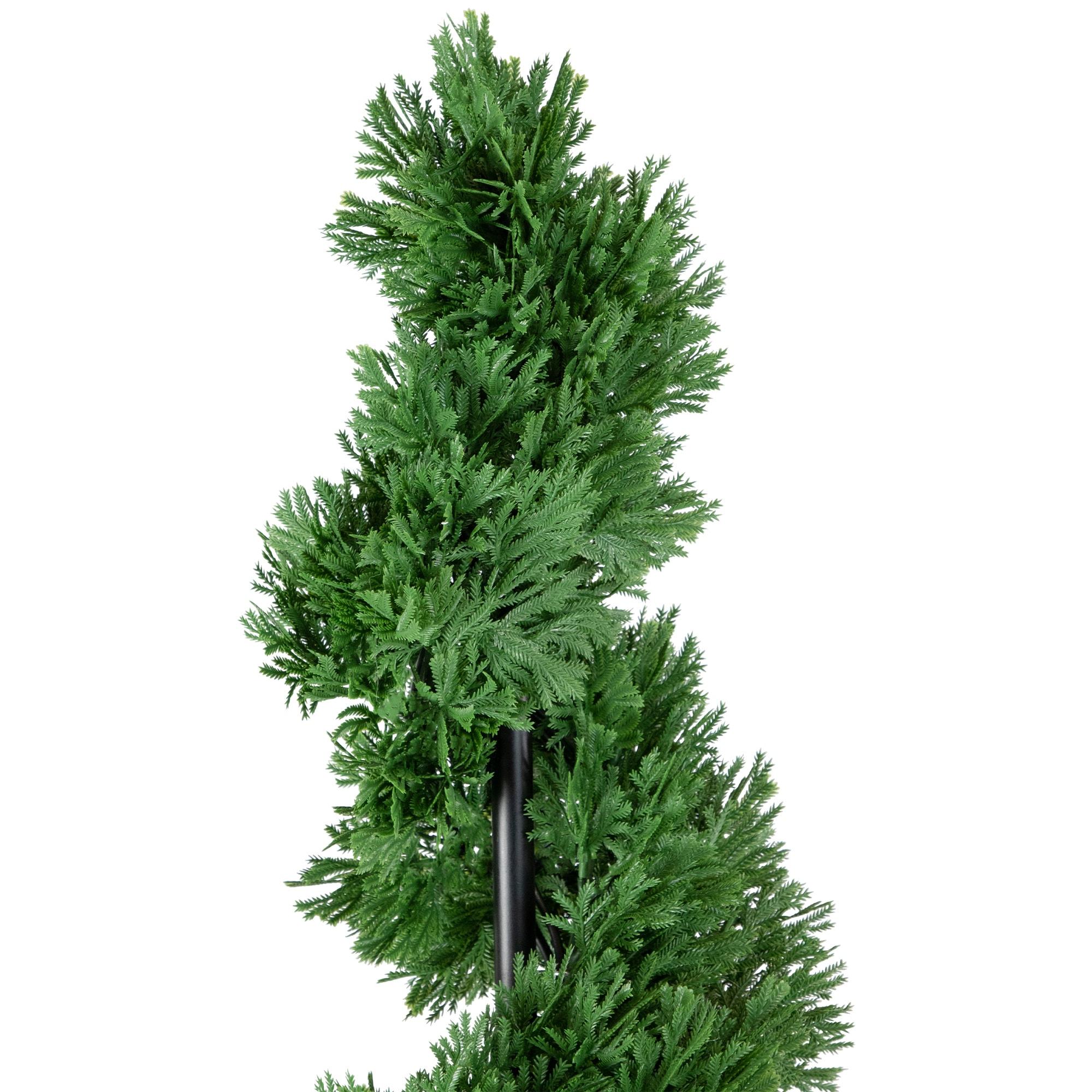 Northlight Real Touch™ Artificial Cedar Spiral Topiary Tree in Black Pot, Unlit - 5'