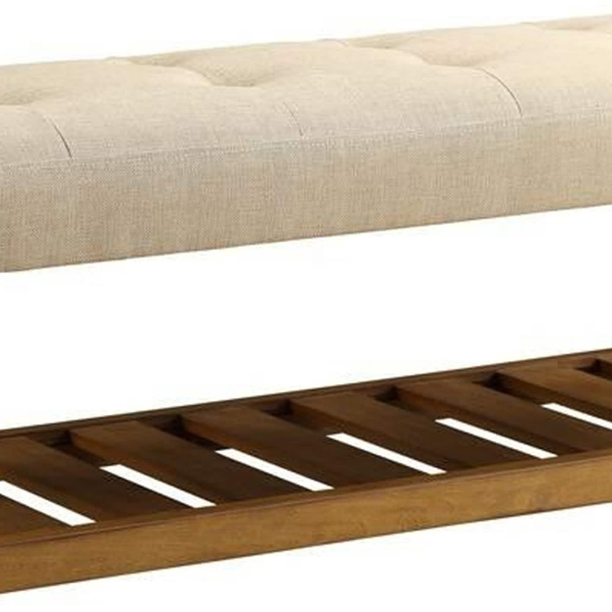 Benzara Wooden Backless Bench