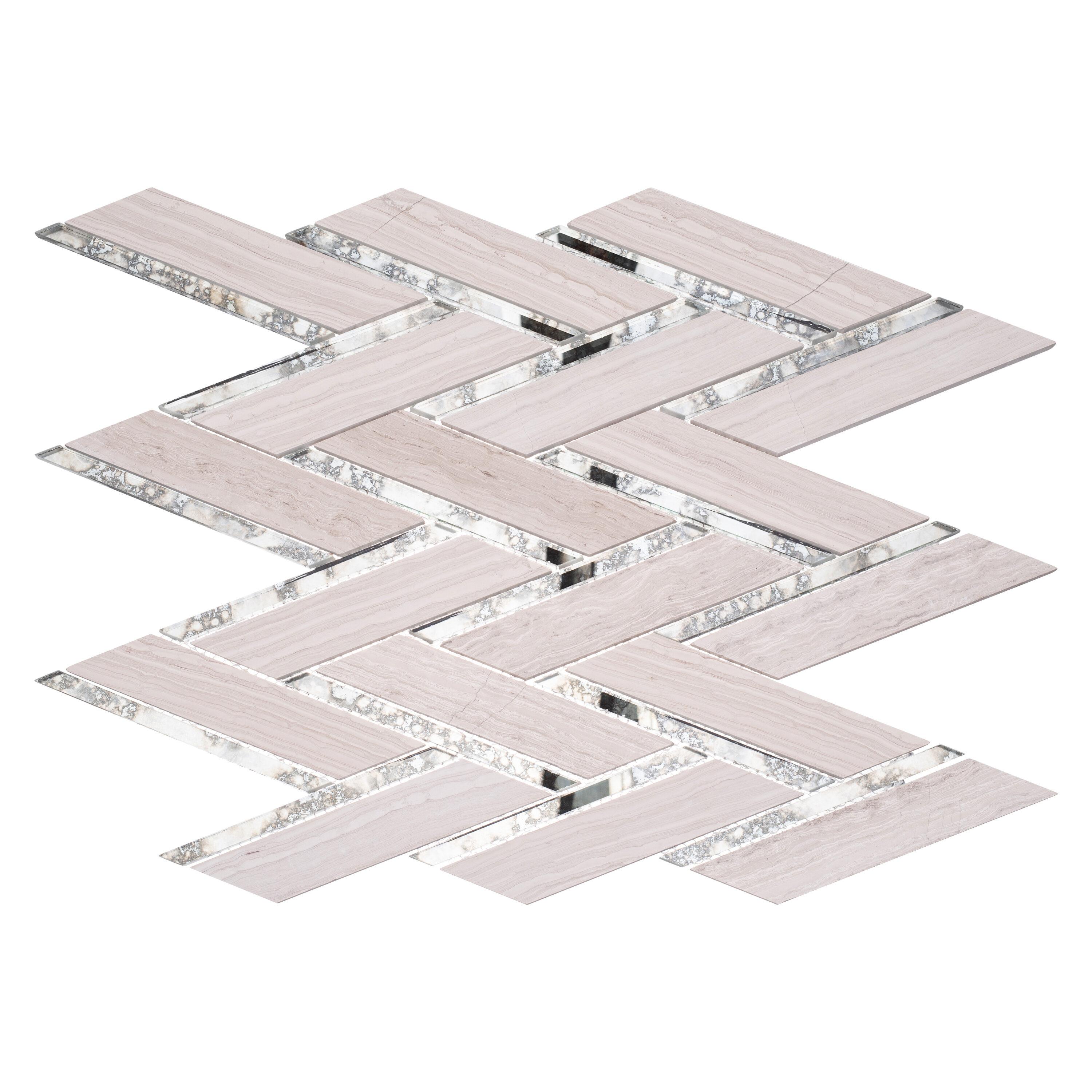 Skylar Stone and Mirror Glass Mosaic Shower Walls, Kitchen Backsplash, Wall and Floor Tile