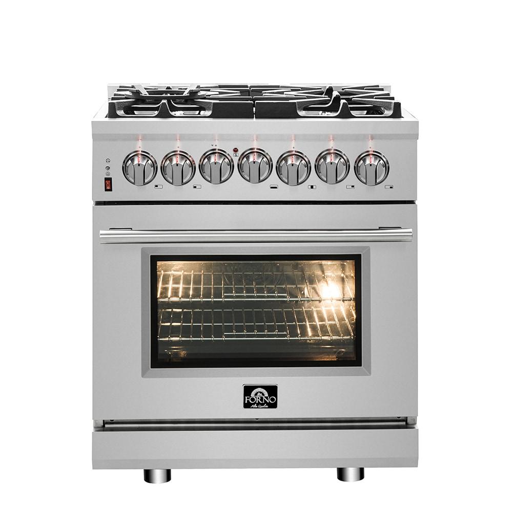 Massimo 30-inch Dual Fuel Range, 5 Burners, 4.32 cu.ft. True Convection Oven, Air Fryer & Griddle