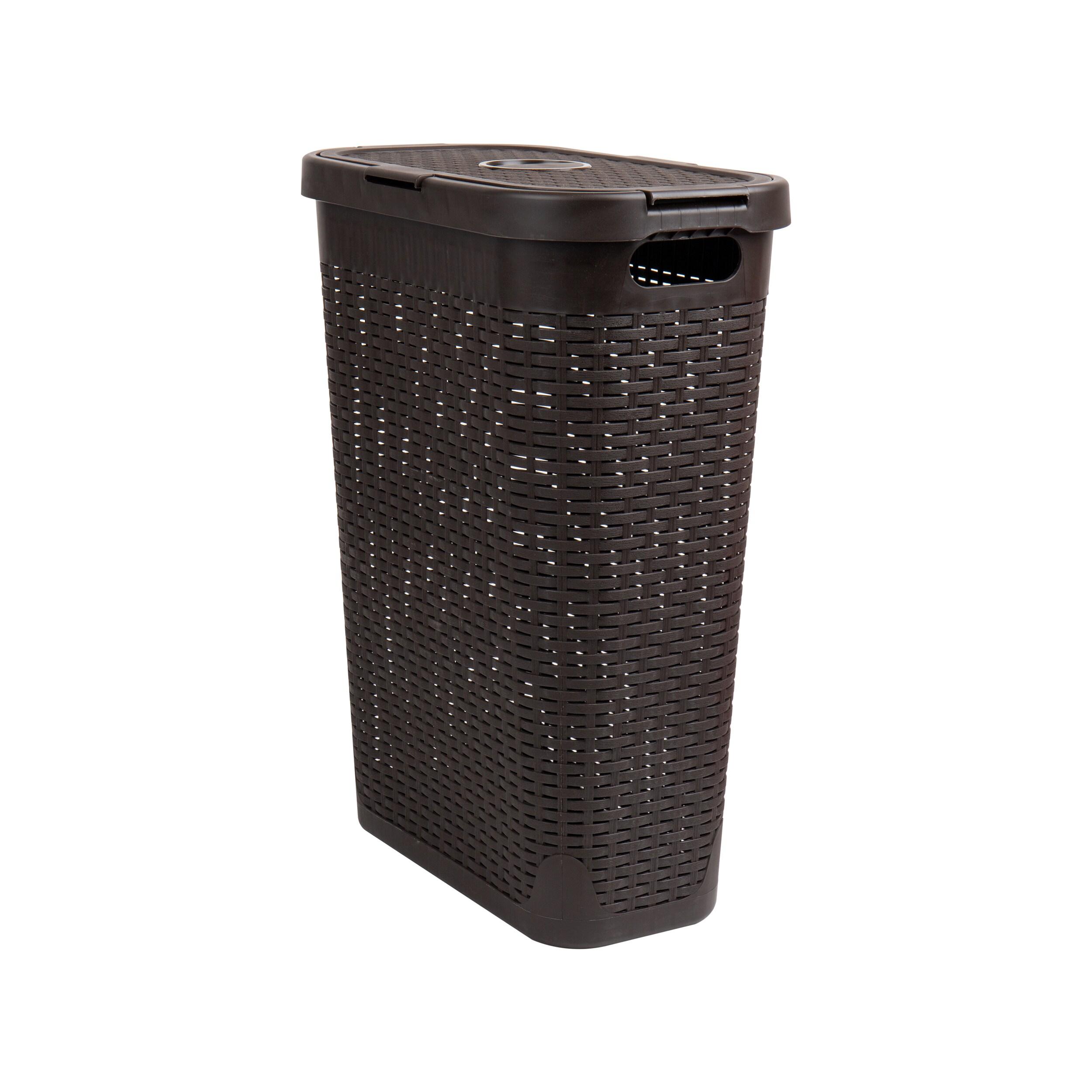 Mind Reader 40L Slim Laundry Hamper, Clothes Basket, Lid, Wicker Design, Plastic & Reviews | Wayfair