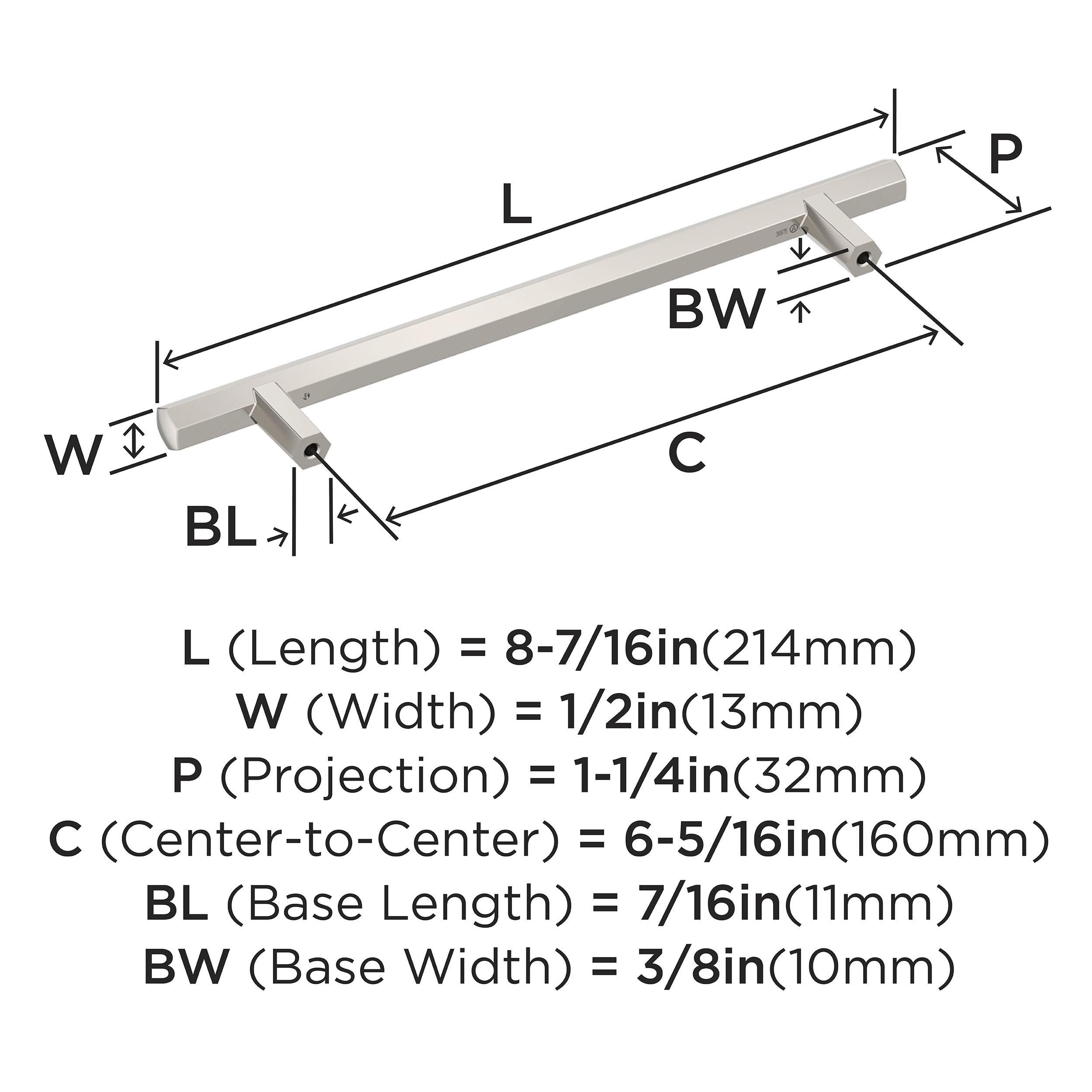 Amerock Caliber 6-5/16 inch (160mm) Center-to-Center Polished Nickel Cabinet Pull