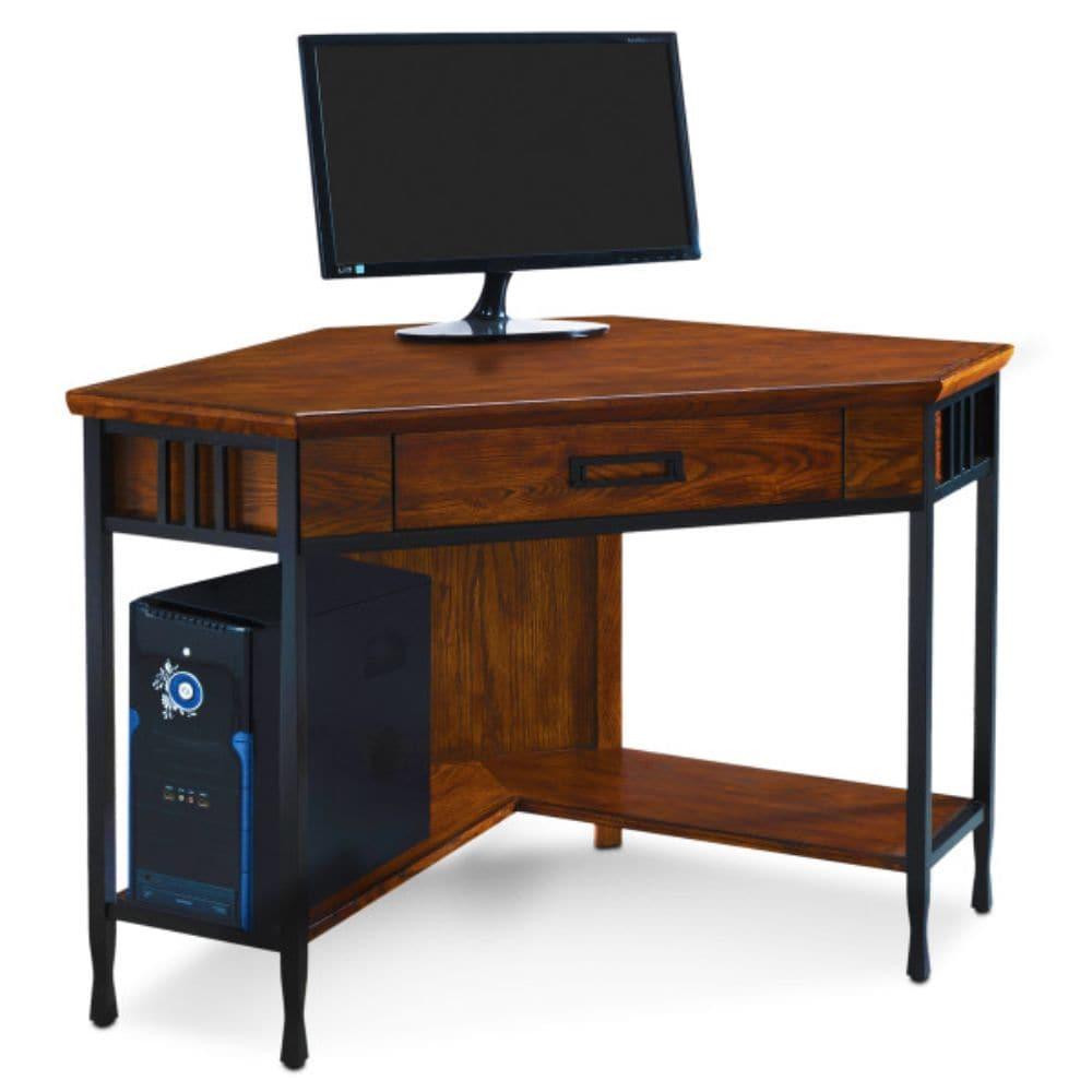 Leick Ironcraft Corner Computer Desk in Mission Oak