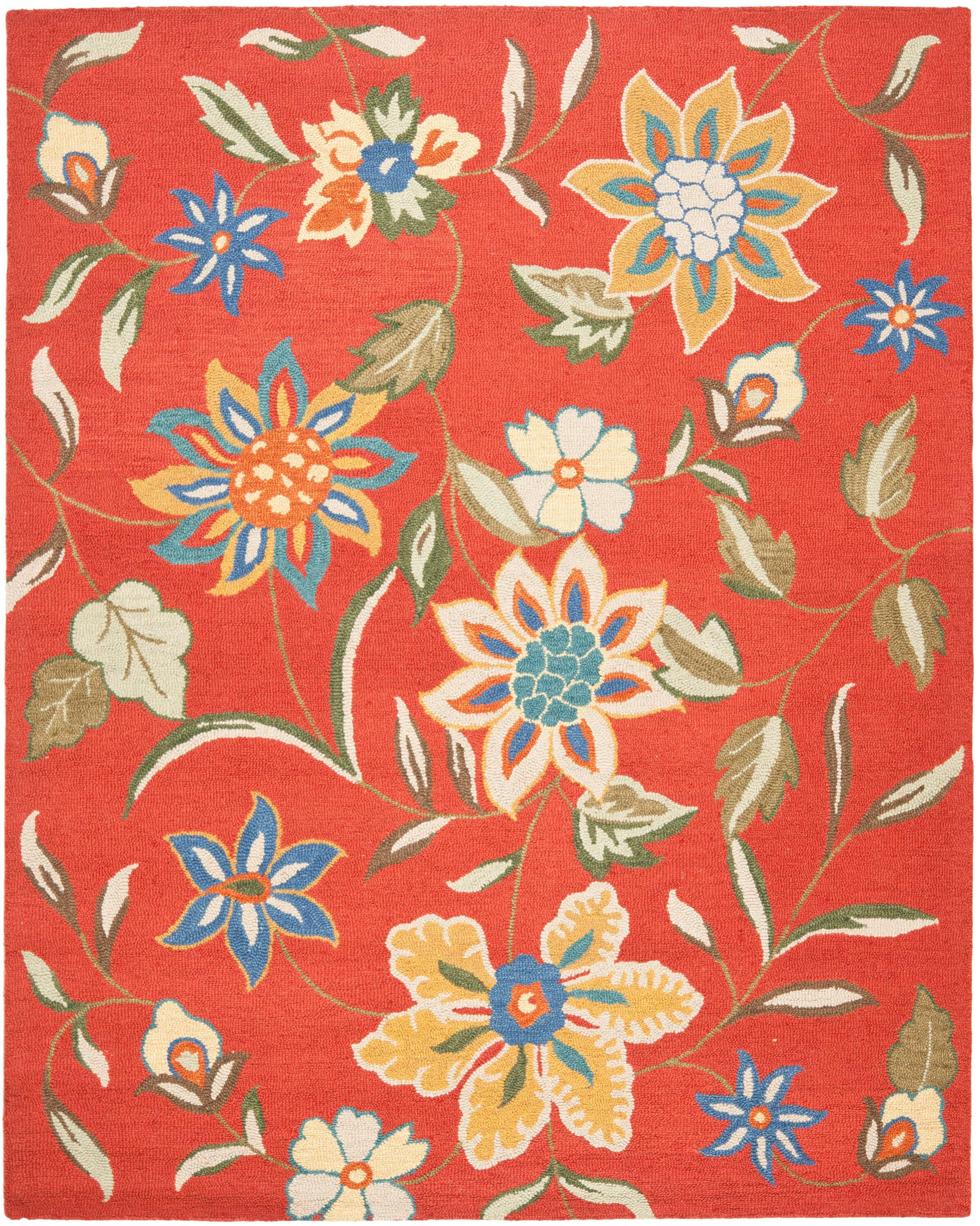 Blossom BLM673 Hand Hooked Area Rug - Rust/Multi - 8'9"x12' - Safavieh..